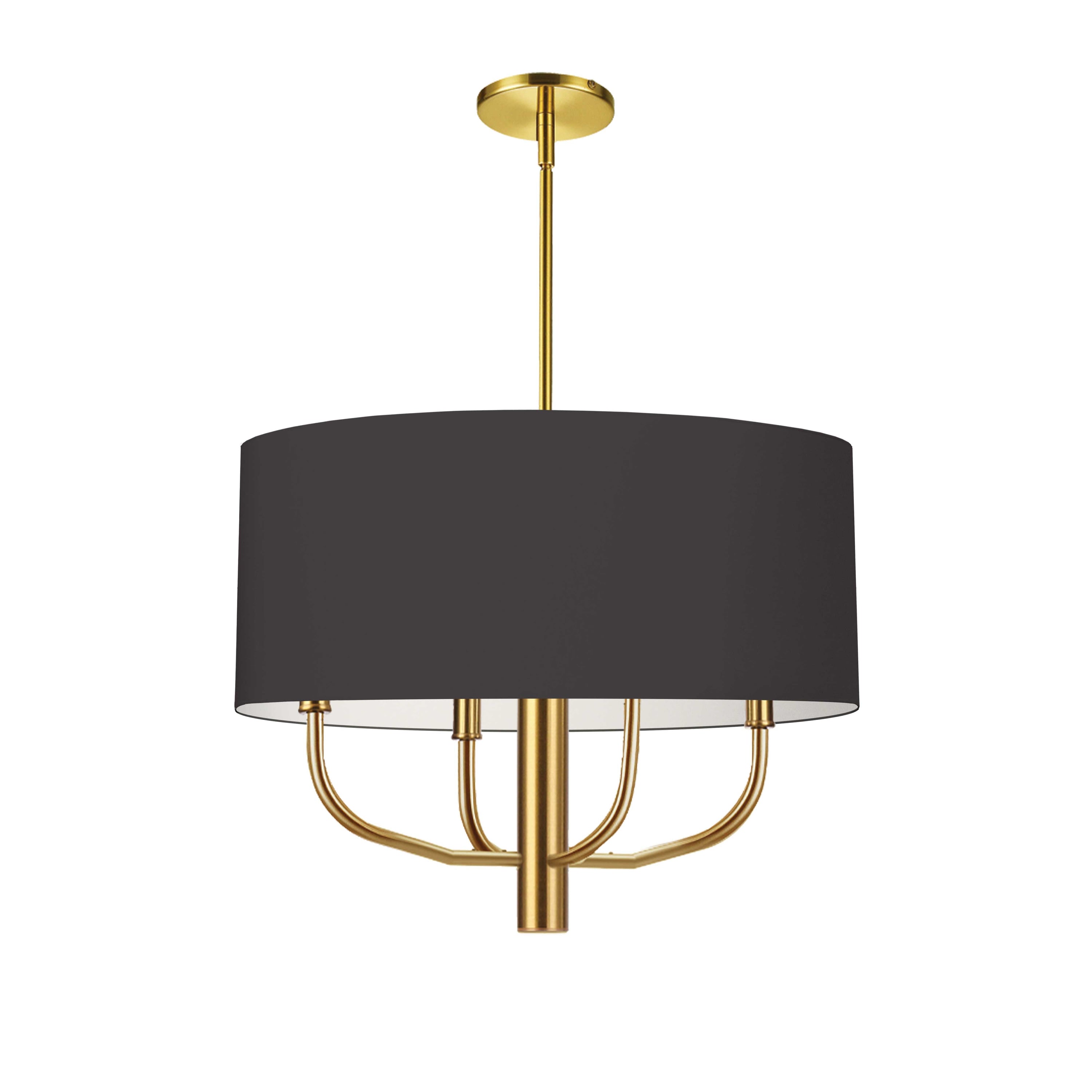 Dainolite Eleanor - ELN-224C-AGB-797 - 4 Light Pendant, Aged Brass w/ Black Fabric Shade - Black