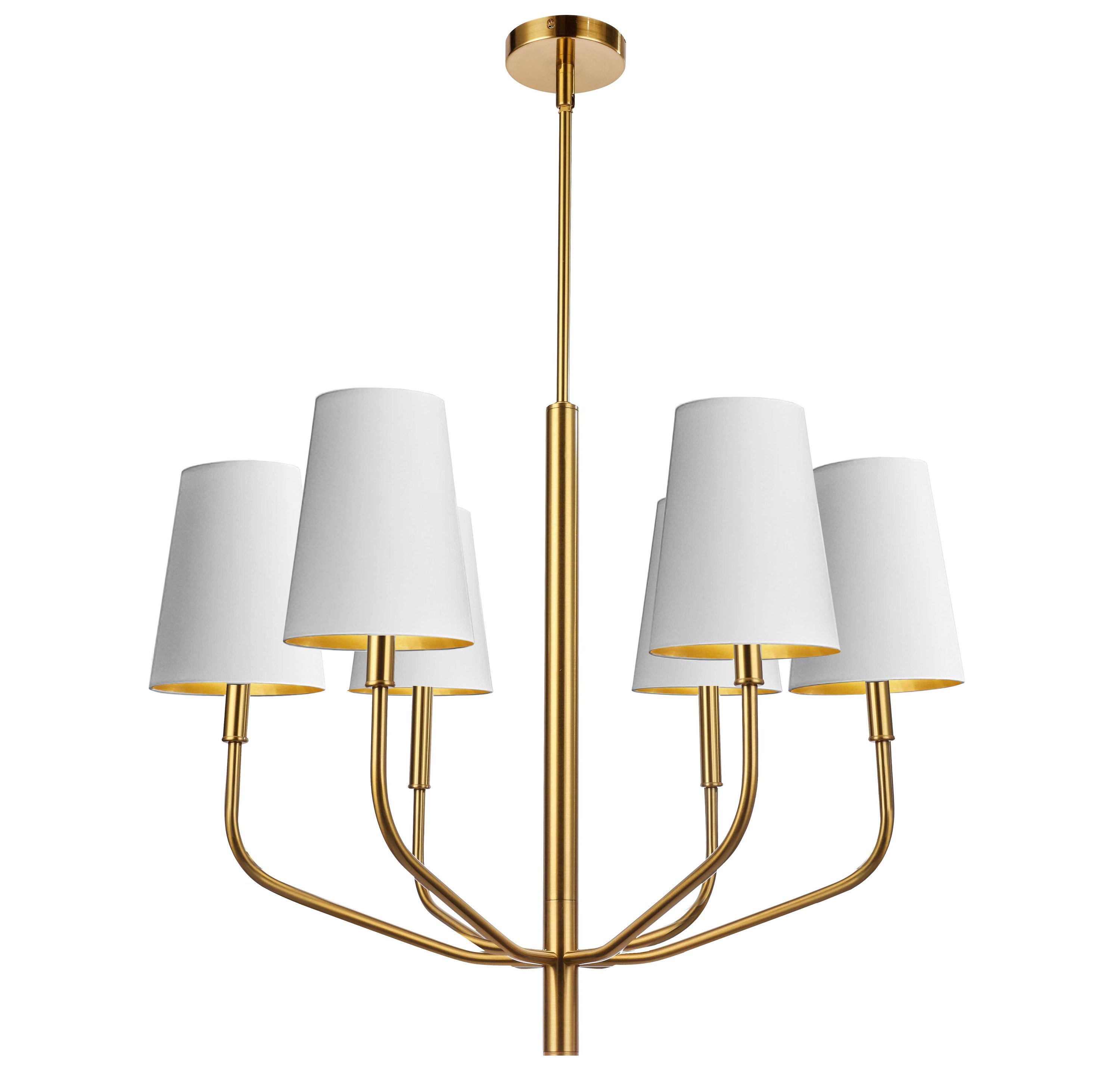 Dainolite Eleanor - ELN-286C-AGB-692 - 6 Light Pendant, Aged Brass w/ White Shades - White Gold