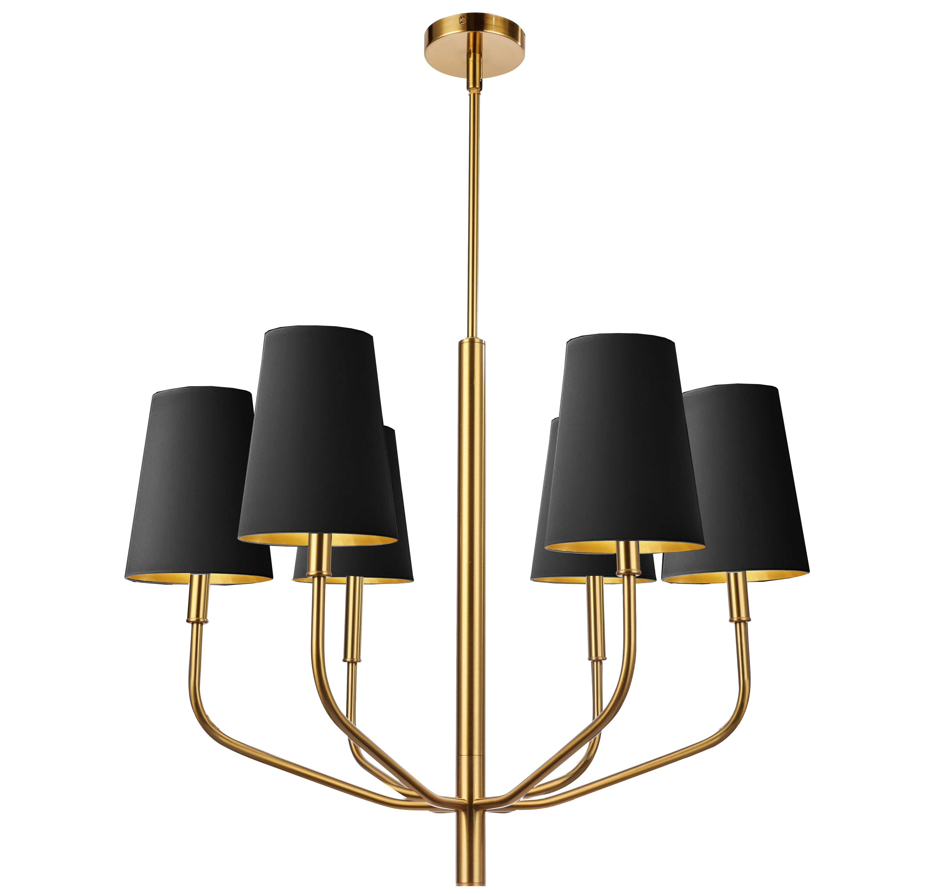 Dainolite Eleanor - ELN-286C-AGB-698 - 6 Light Pendant, Aged Brass w/ Black Shades - Black