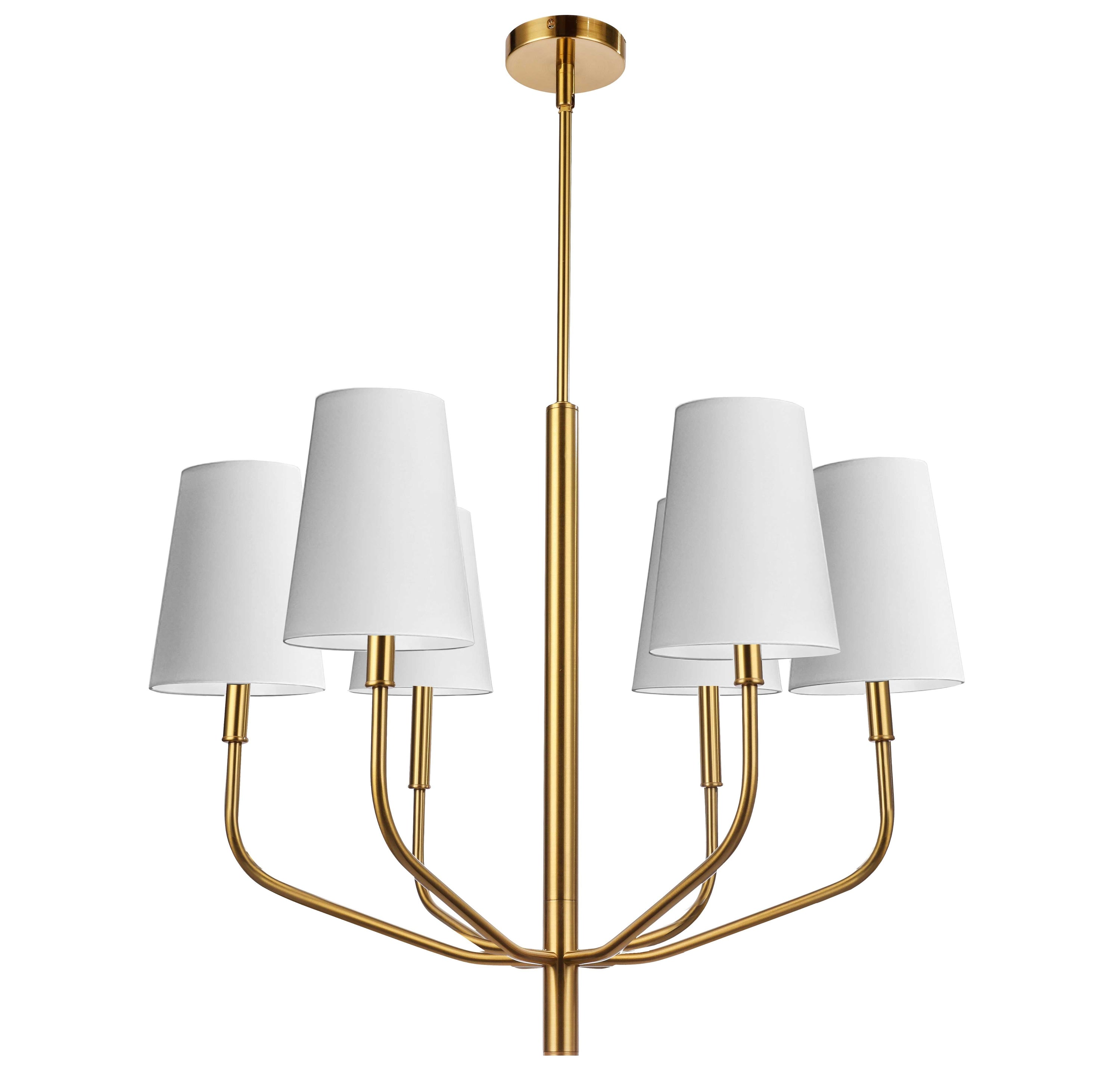 Dainolite Eleanor - ELN-286C-AGB-790 - 6 Light Pendant, Aged Brass w/ White Shades - White