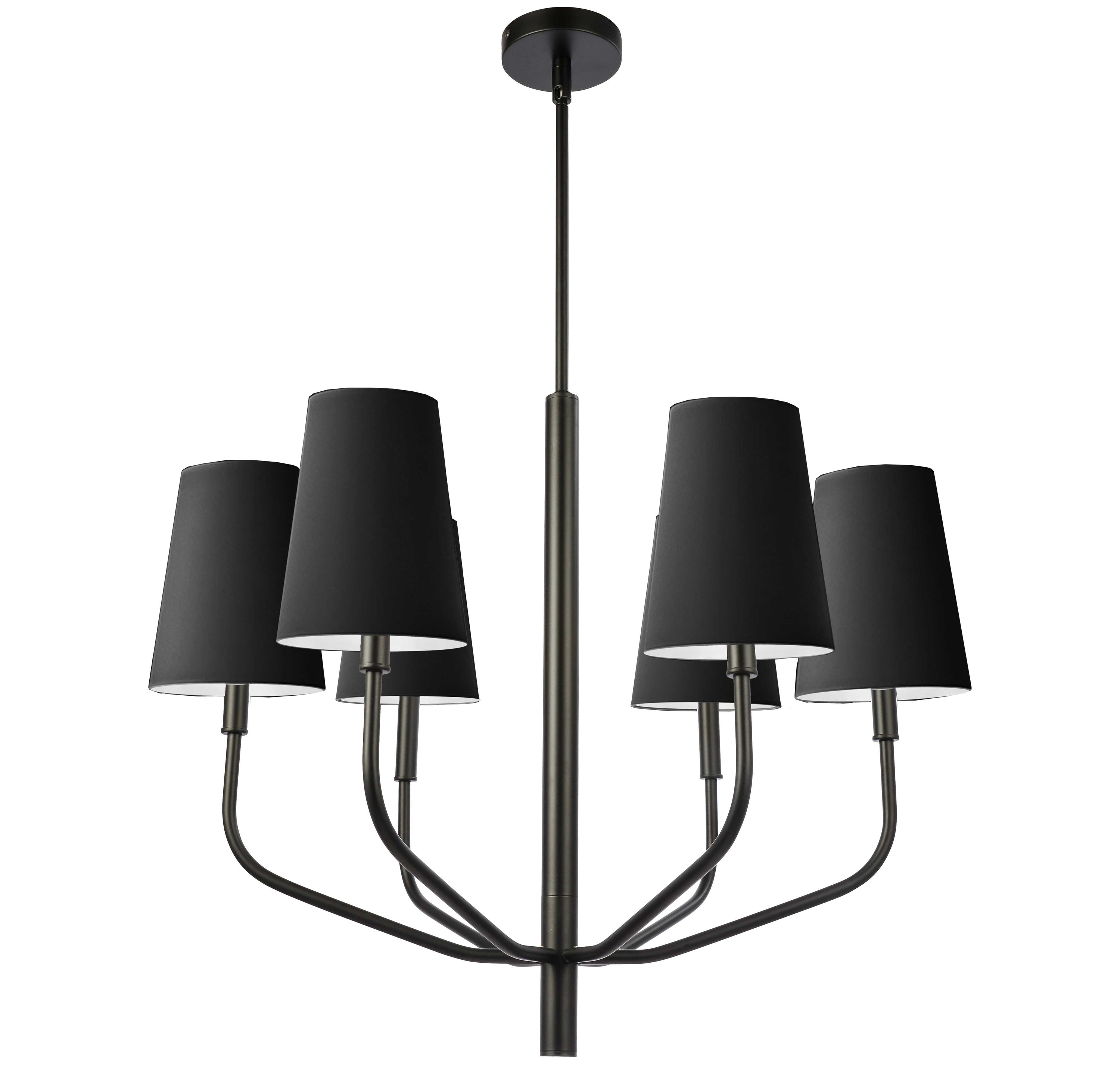 Dainolite Eleanor - ELN-286C-MB-797 - 6 Light Pendant, Matte Black w/ Black Shades - Black