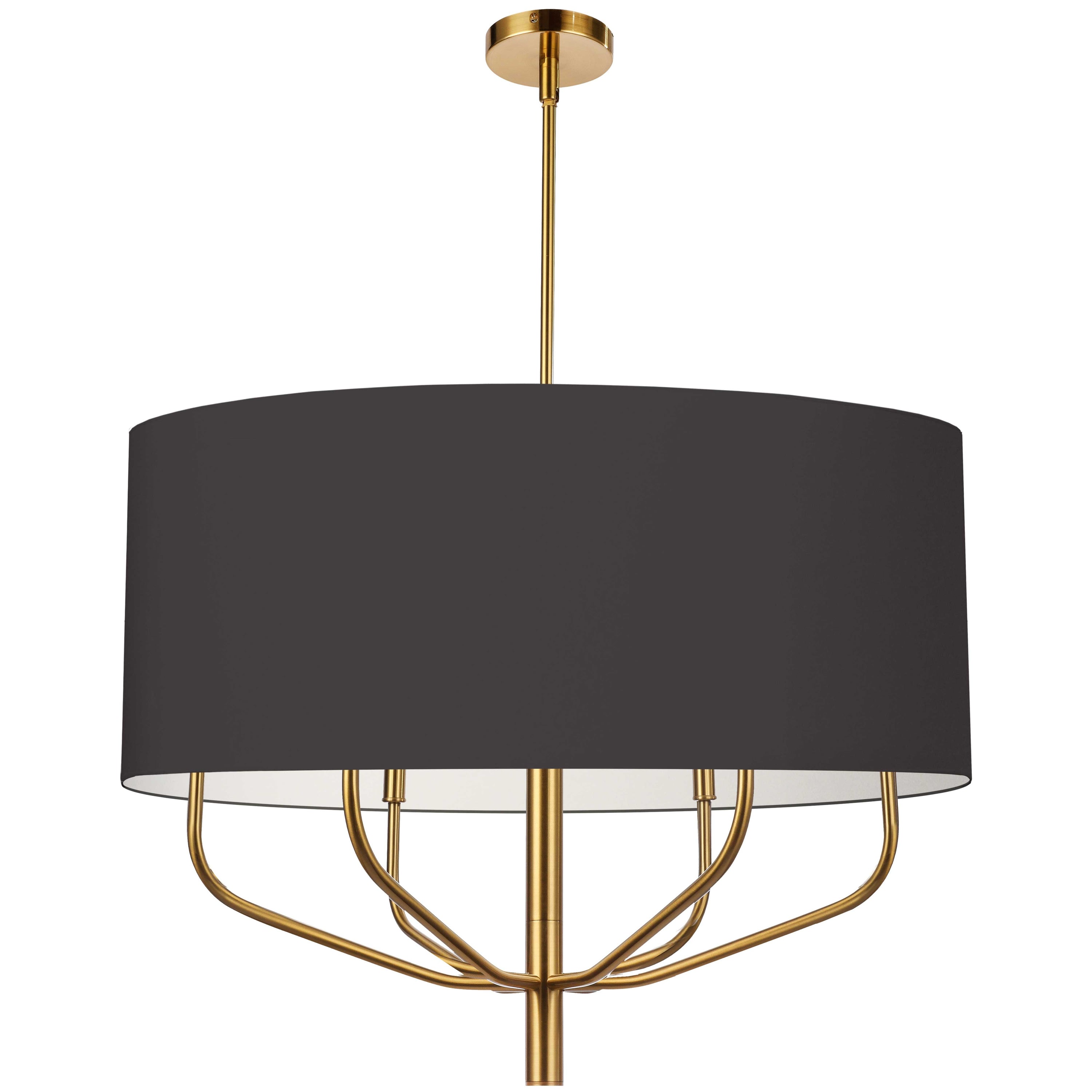 Dainolite Eleanor - ELN-306C-AGB-797 - 6 Light Pendant, Aged Brass w/ Black Fabric Shade - Black