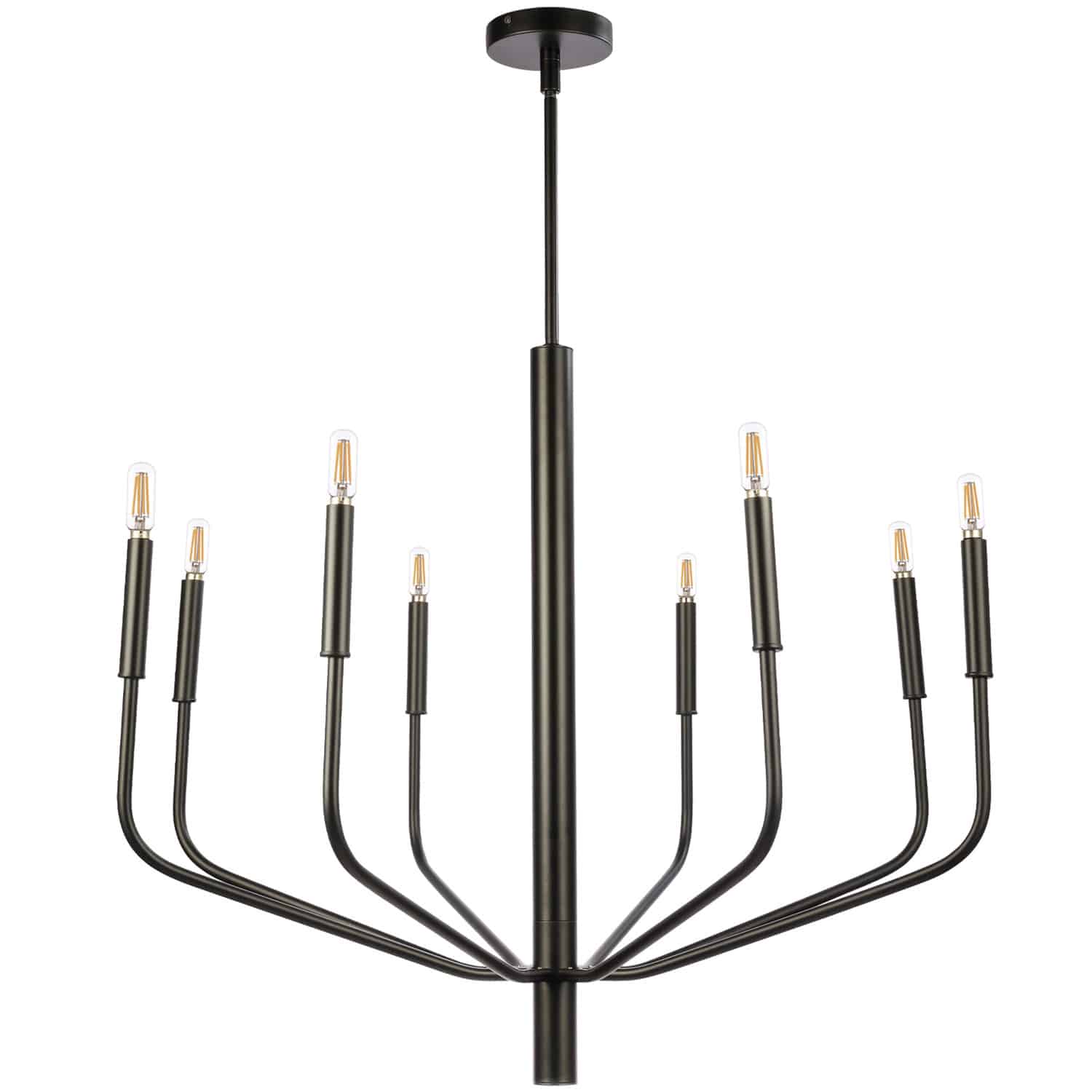 Dainolite Eleanor - ELN-328C-MB - 8 Light Chandelier Fixture, Matte Black - Black