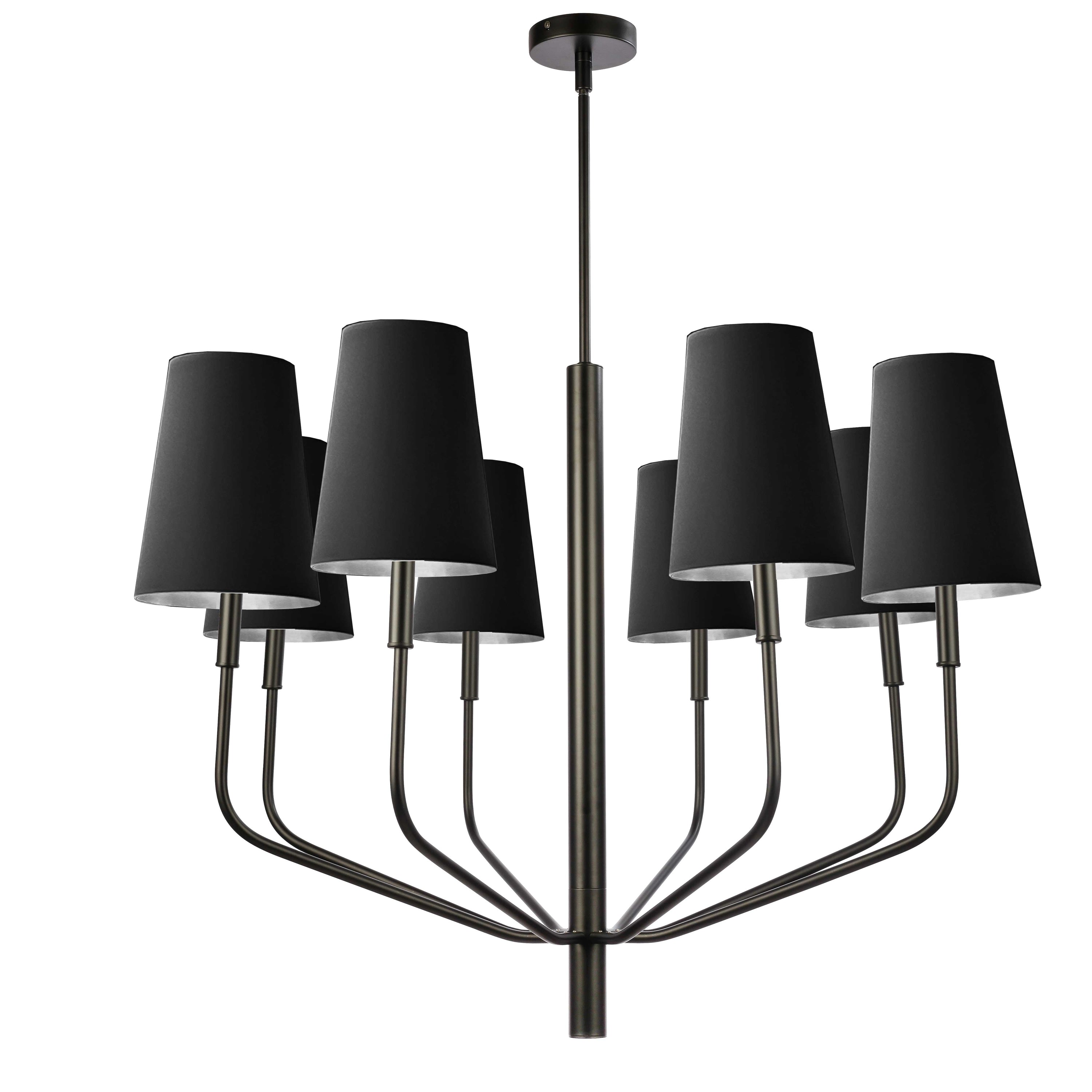 Dainolite Eleanor - ELN-368C-MB-697 - 8 Light Pendant, Matte Black w/ Black Shades - Black