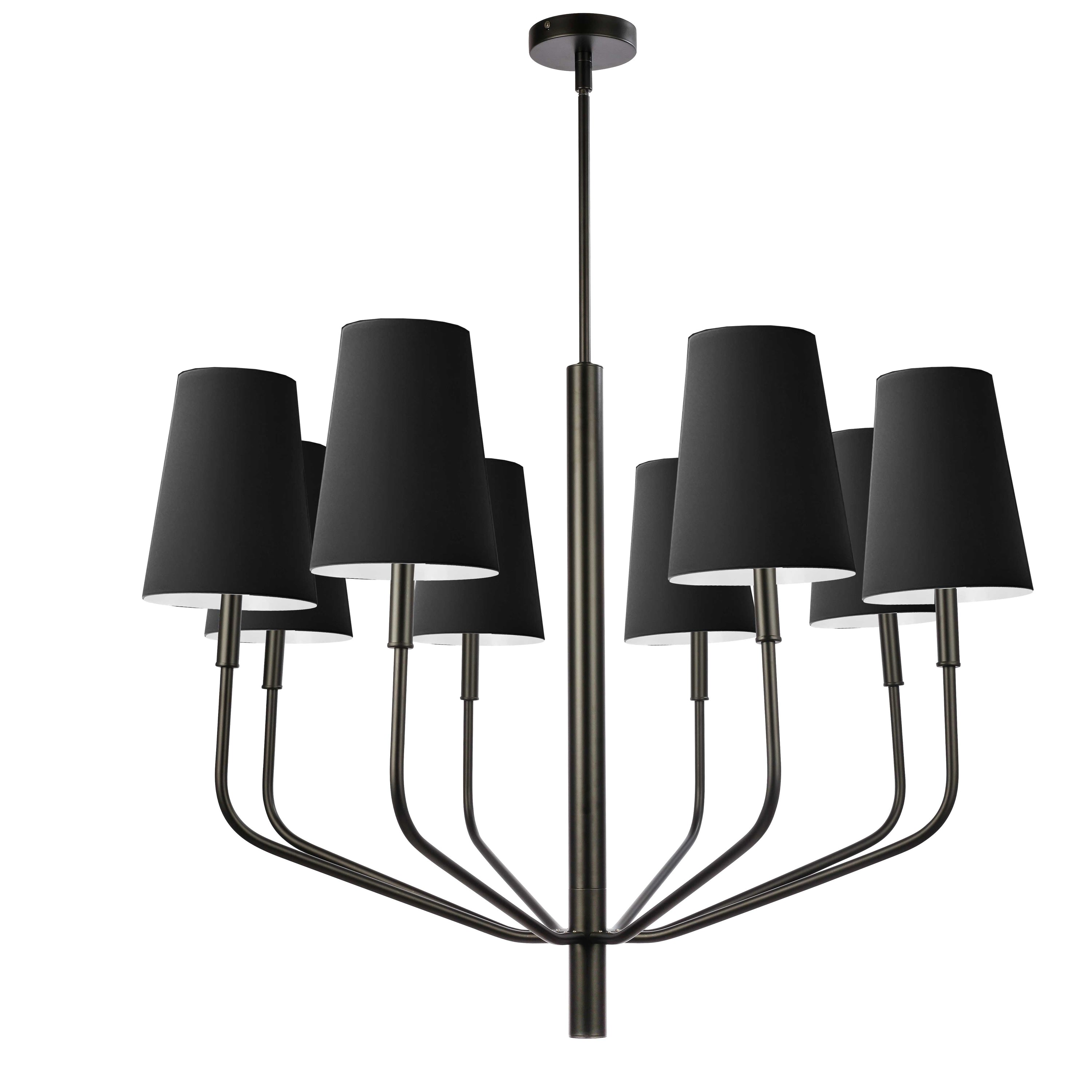 Dainolite Eleanor - ELN-368C-MB-797 - 8 Light Pendant, Matte Black w/ Black Shades - Black