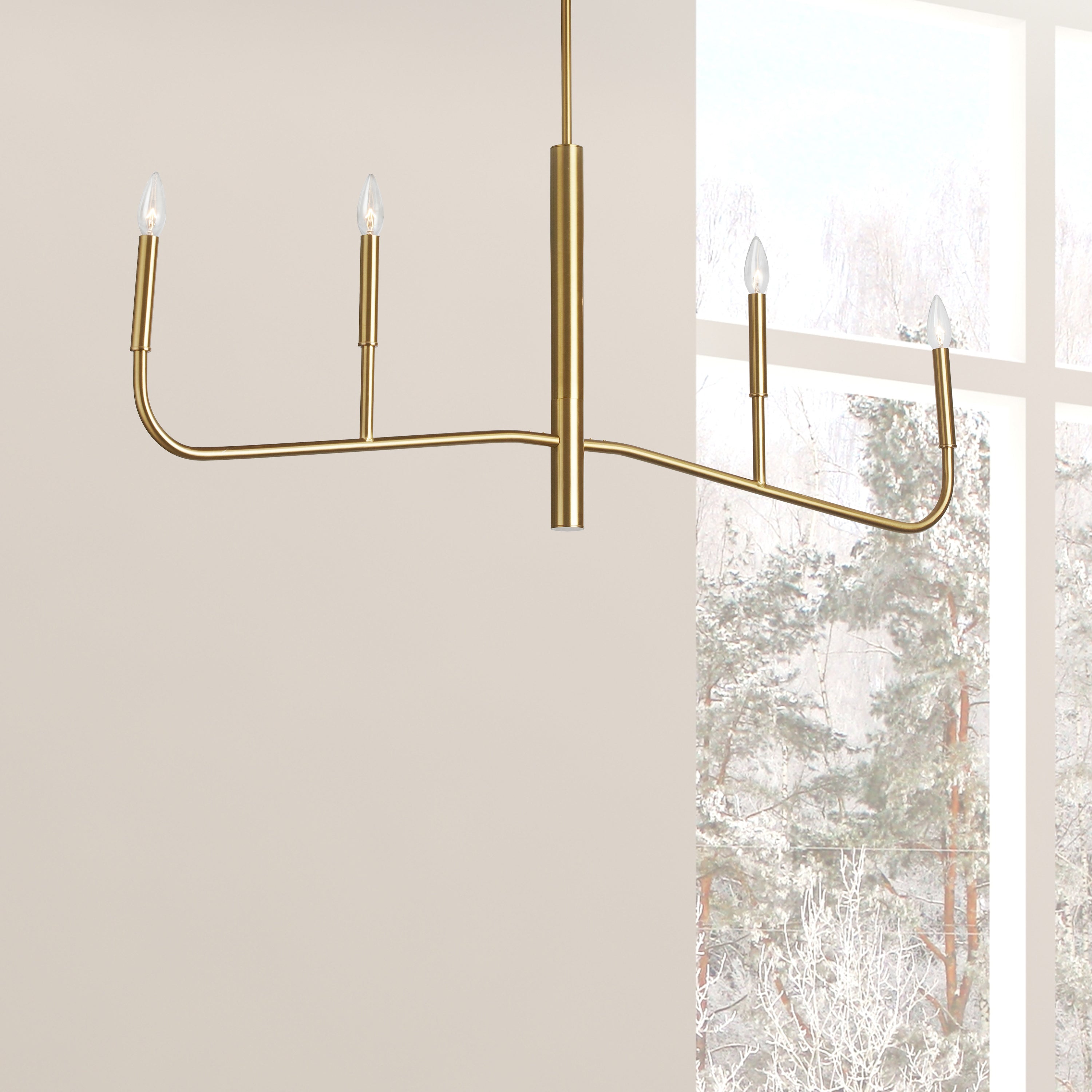 Dainolite Eleanor - ELN-484HC-AGB - 4 Light Horizontal Chandelier Fixture, Aged Brass - Aged Brass