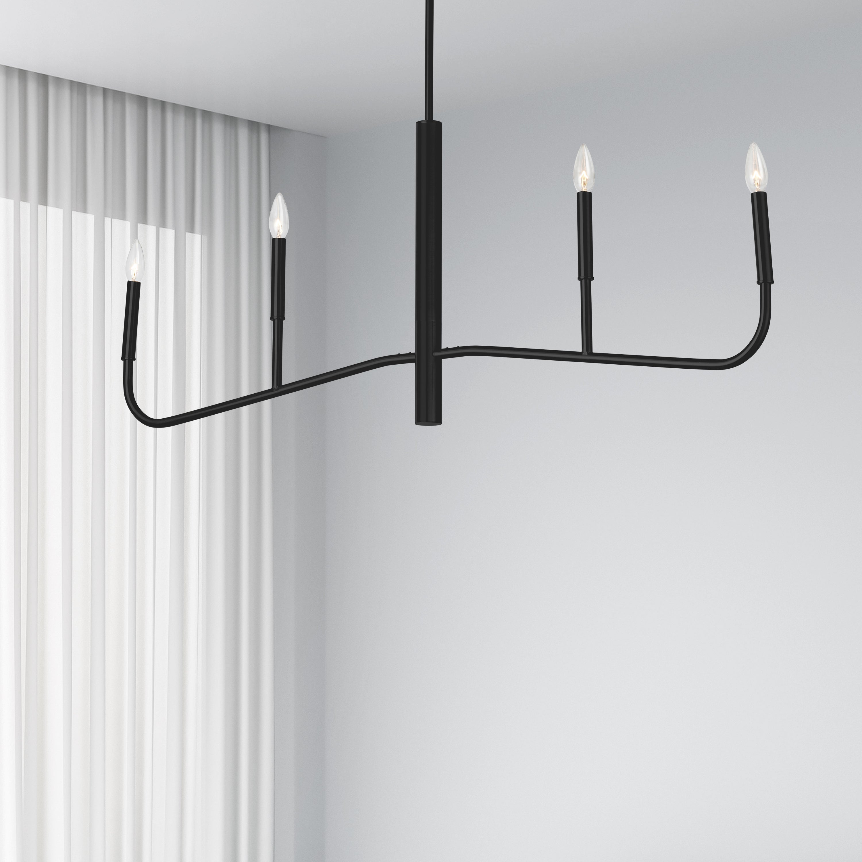 Dainolite Eleanor - ELN-484HC-MB - 4 Light Horizontal Chandelier Fixture, Matte Black - Matte Black