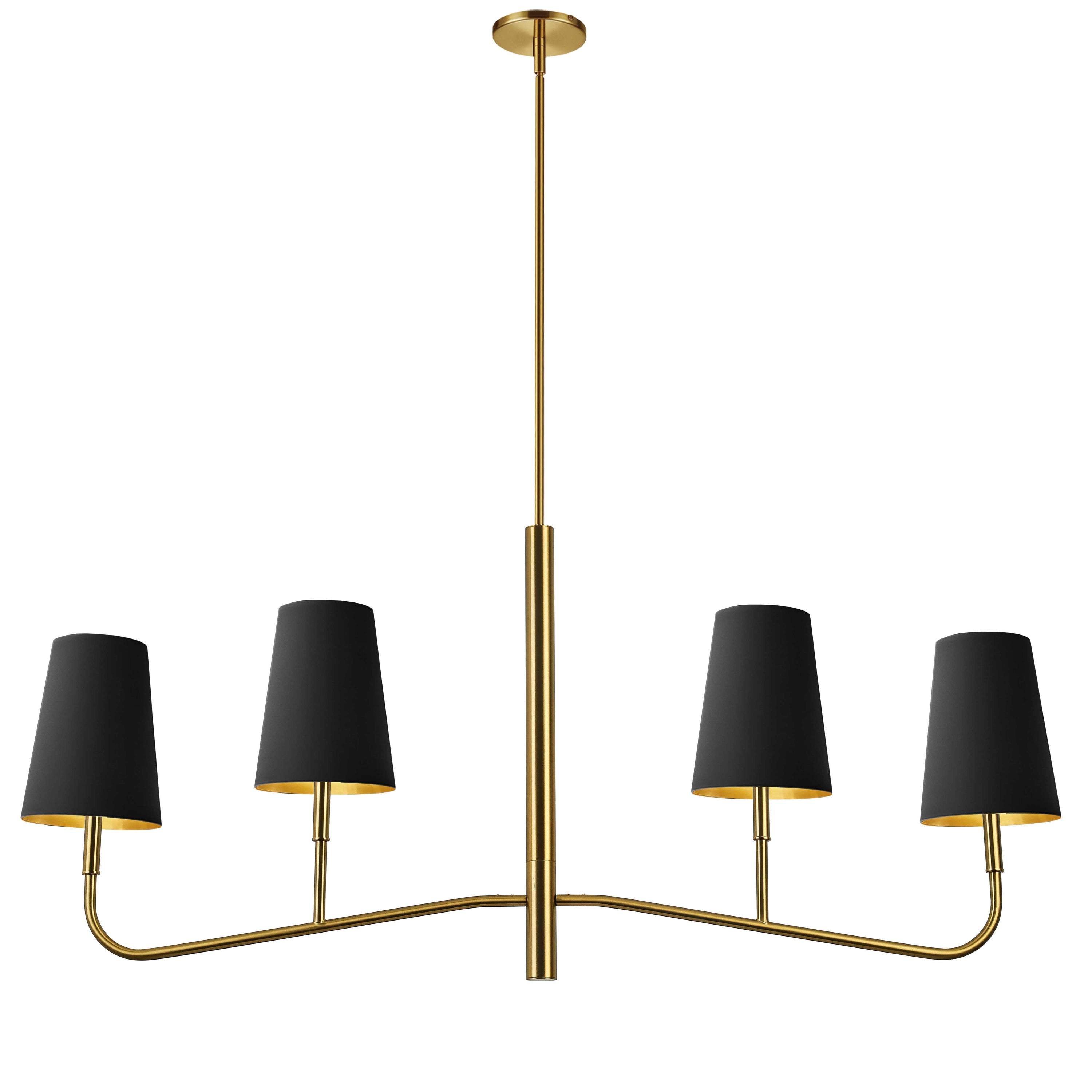 Dainolite Eleanor - ELN-534HC-AGB-698 - 4 Light Horizontal Chandelier Fixture Aged Brass with Black Shades - Aged Brass