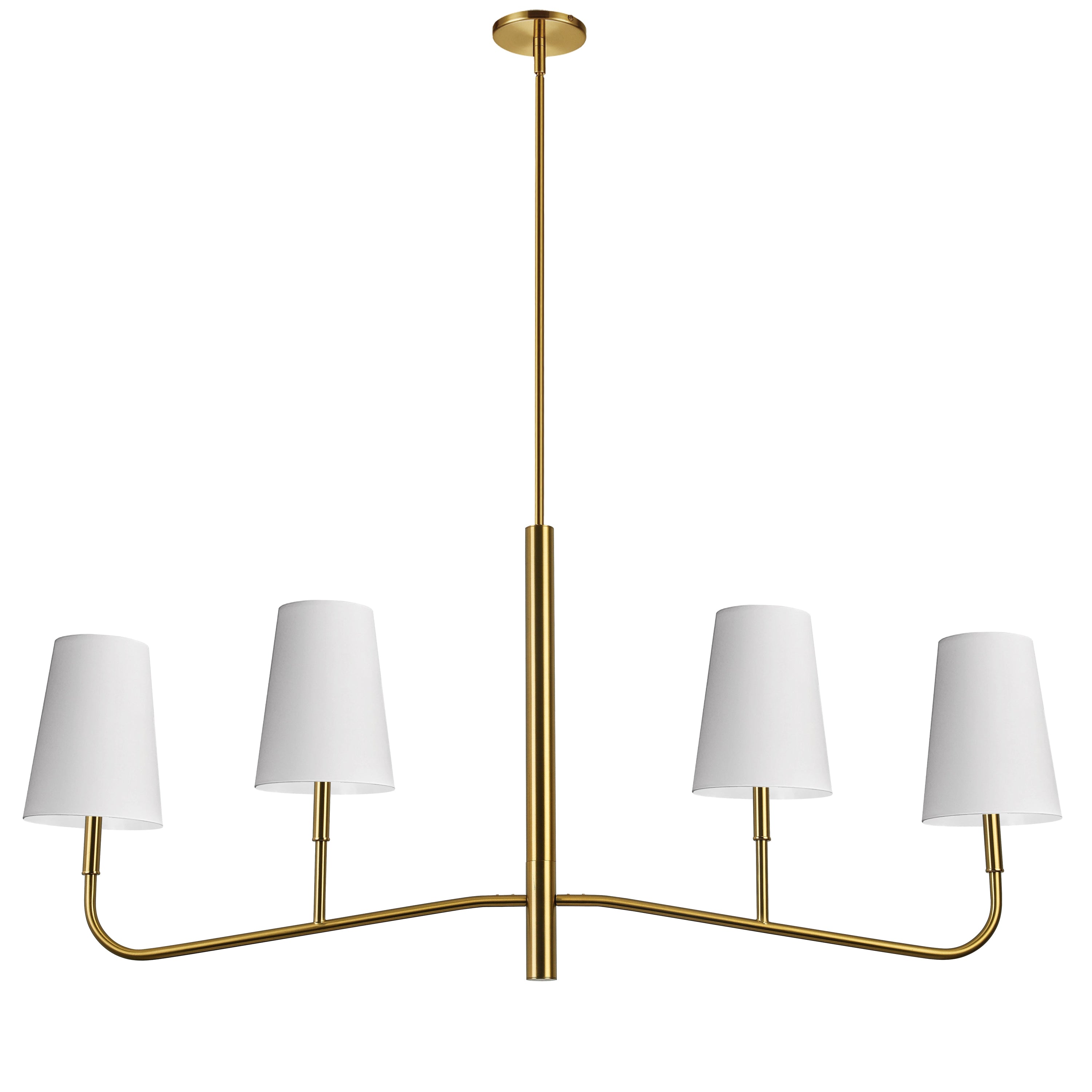 Dainolite Eleanor - ELN-534HC-AGB-790 - 4 Light Horizontal Chandelier Fixture Aged Brass with White Shades - Aged Brass