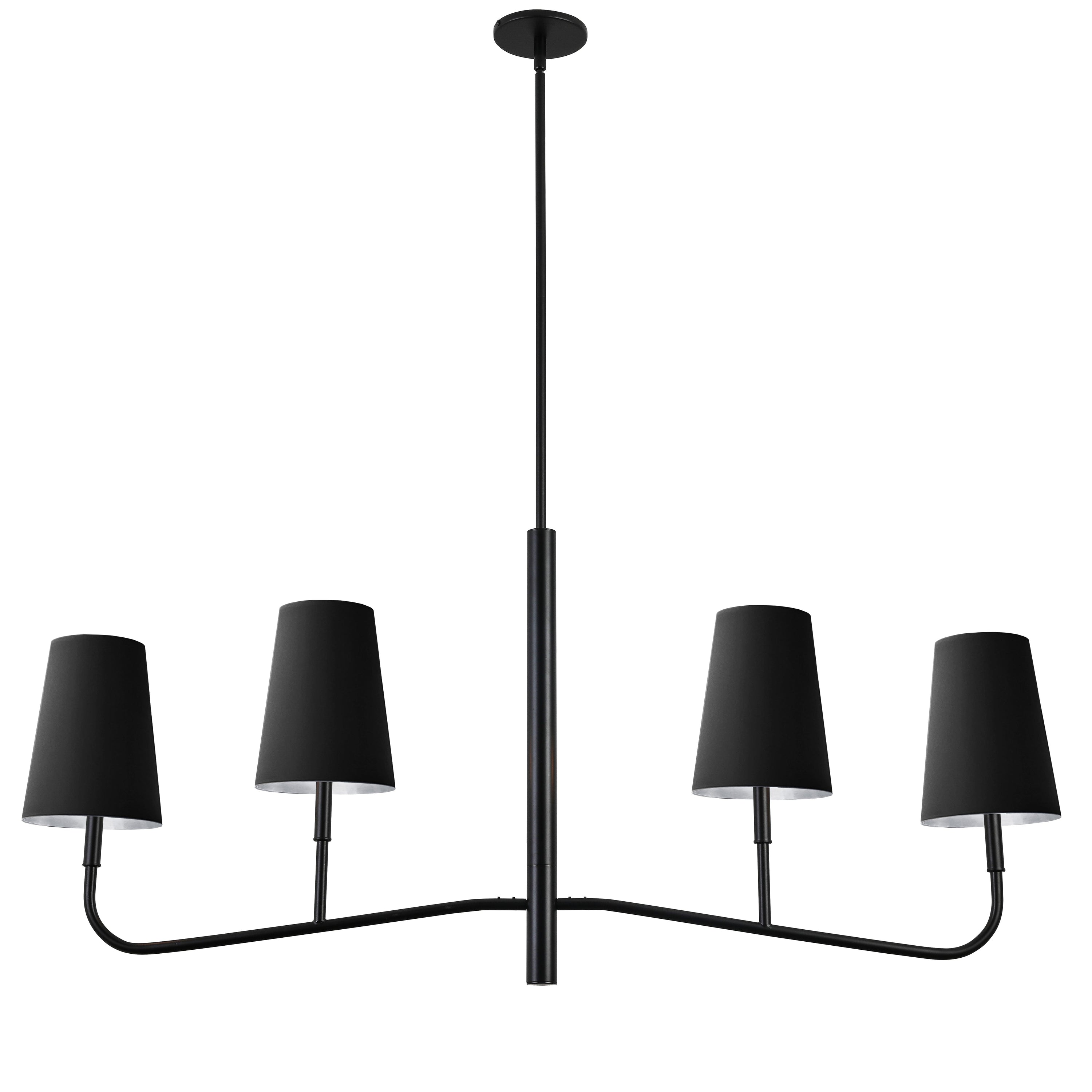 Dainolite Eleanor - ELN-534HC-MB-697 - 4 Light Horizontal Chandelier Fixture Matte Black with Black Shades - Matte Black