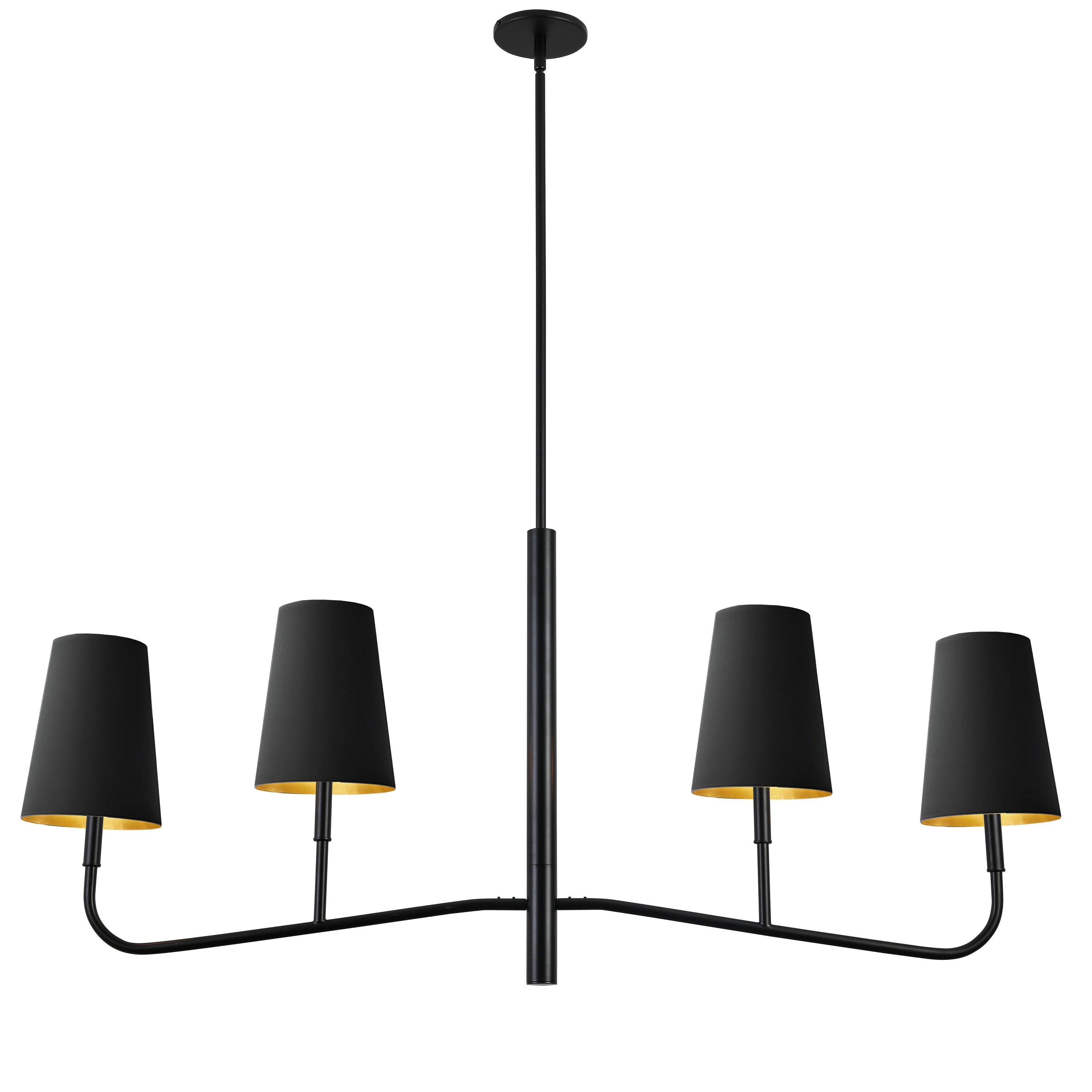 Dainolite Eleanor - ELN-534HC-MB-698 - 4 Light Horizontal Chandelier Fixture Matte Black with Black Shades - Matte Black