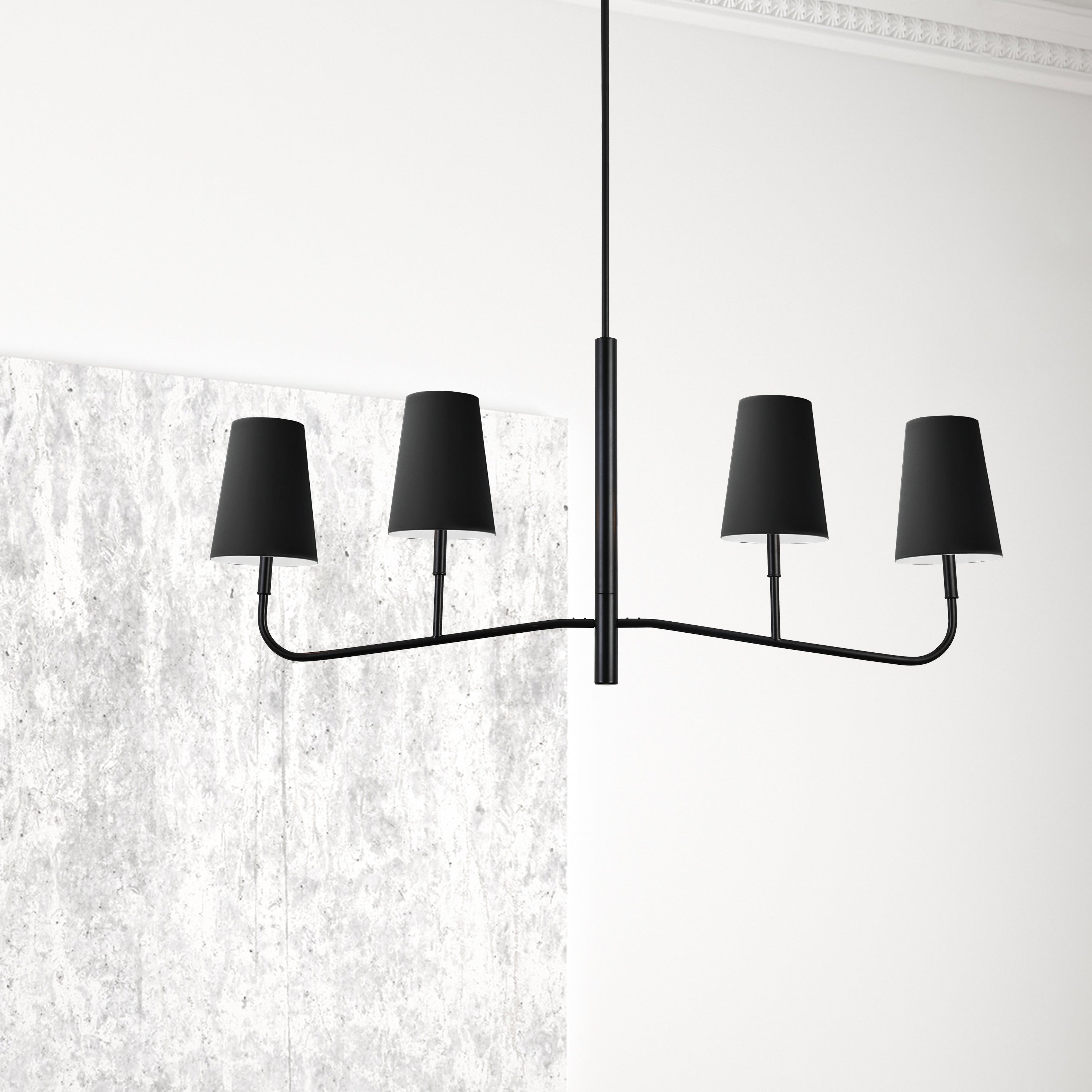 Dainolite Eleanor - ELN-534HC-MB-797 - 4 Light Horizontal Chandelier Fixture Matte Black with Black Shades - Matte Black