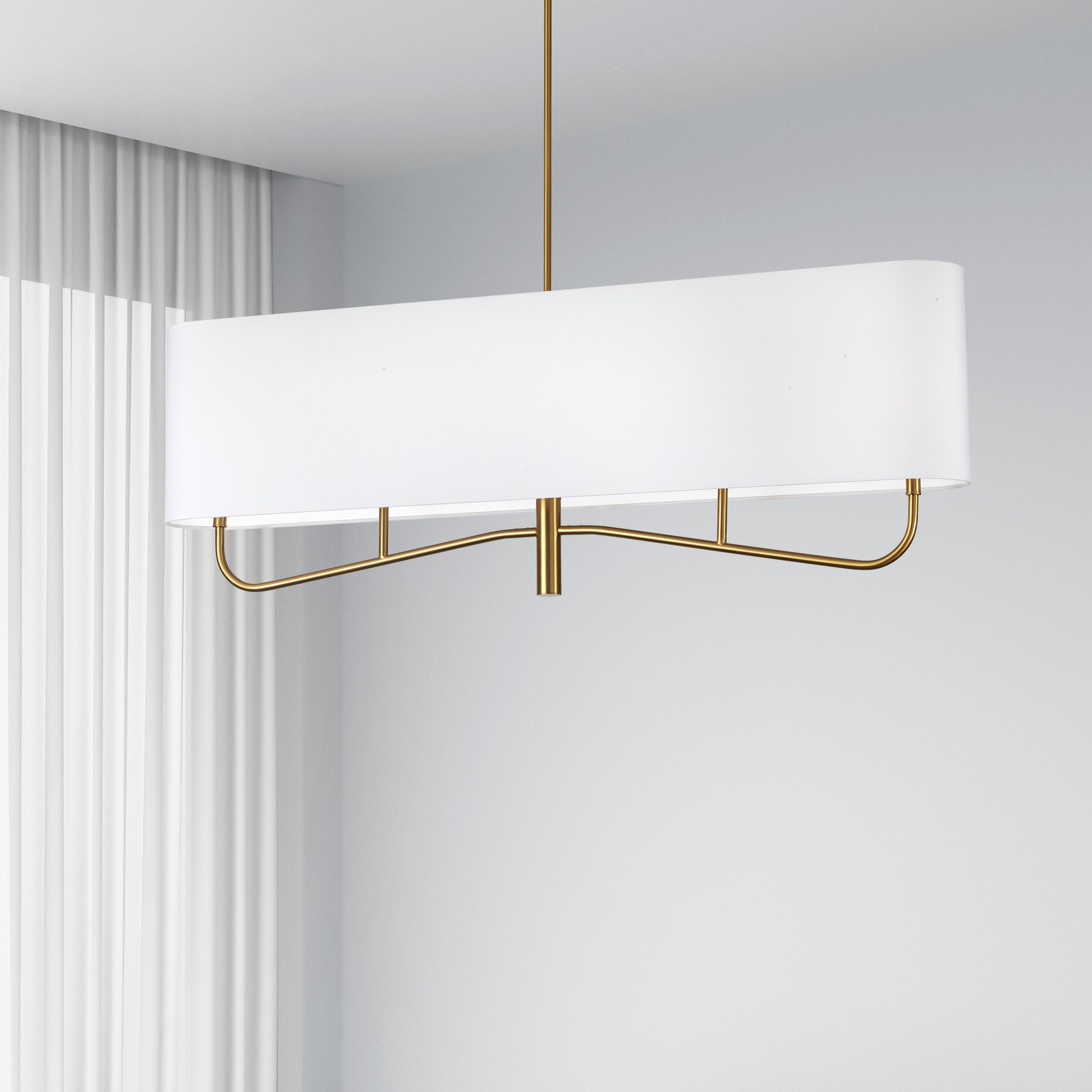 Dainolite Eleanor - ELN-544HC-AGB-790 - 4 Light Horizontal Chandelier Fixture Aged Brass with White Shade - Aged Brass