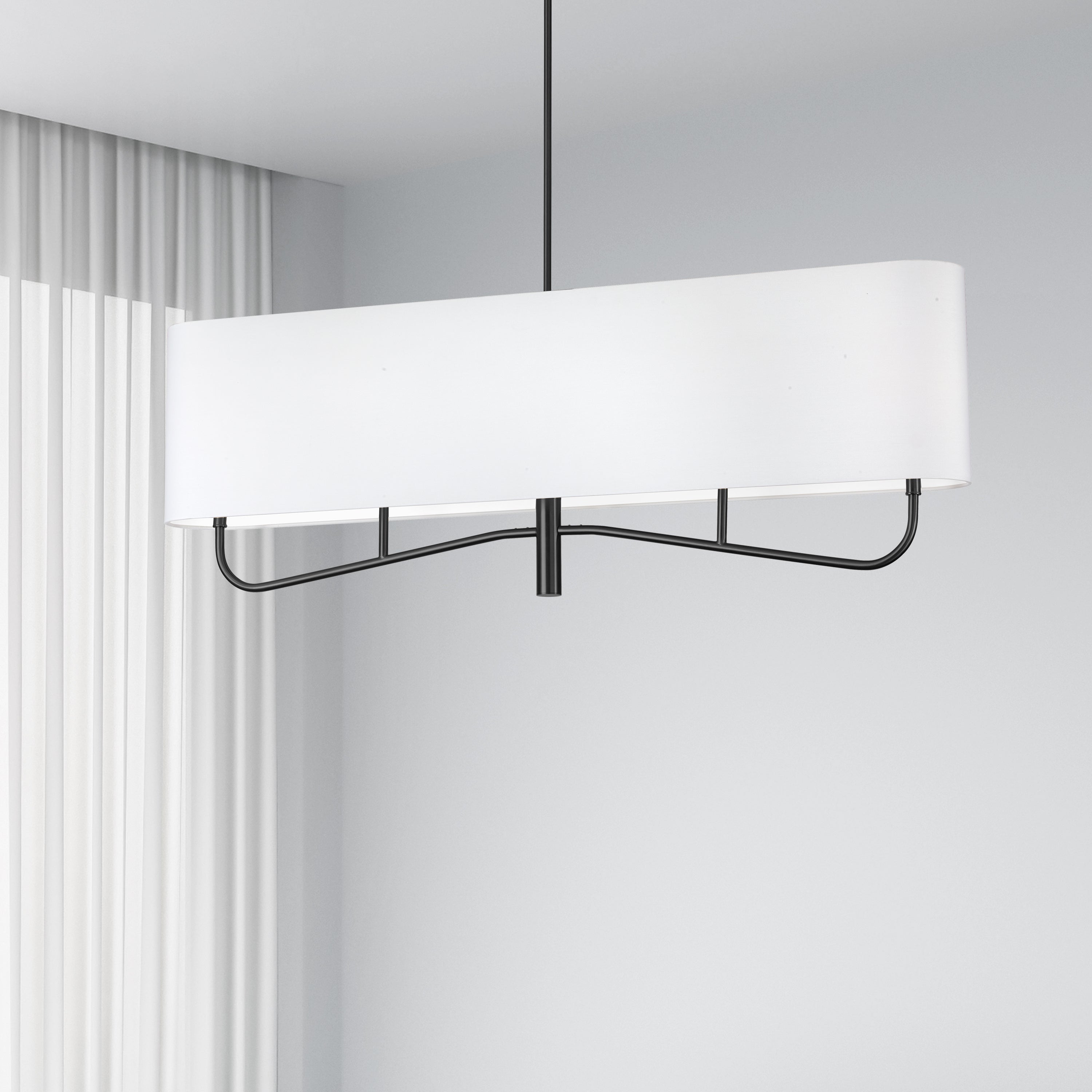 Dainolite Eleanor - ELN-544HC-MB-790 - 4 Light Horizontal Chandelier Fixture Matte Black with White Shade - Matte Black