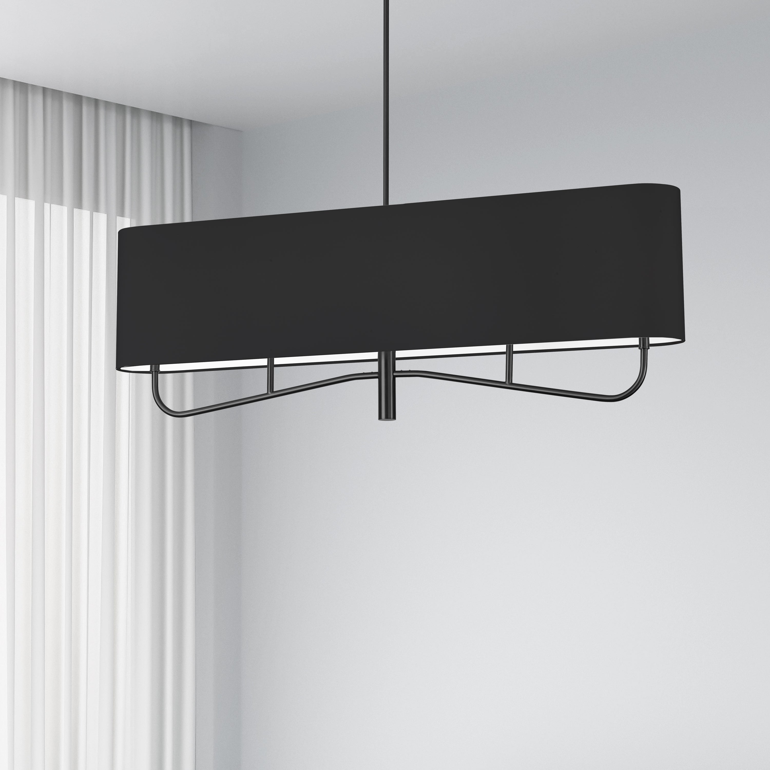 Dainolite Eleanor - ELN-544HC-MB-797 - 4 Light Horizontal Chandelier Fixture Matte Black with Black Shade - Matte Black