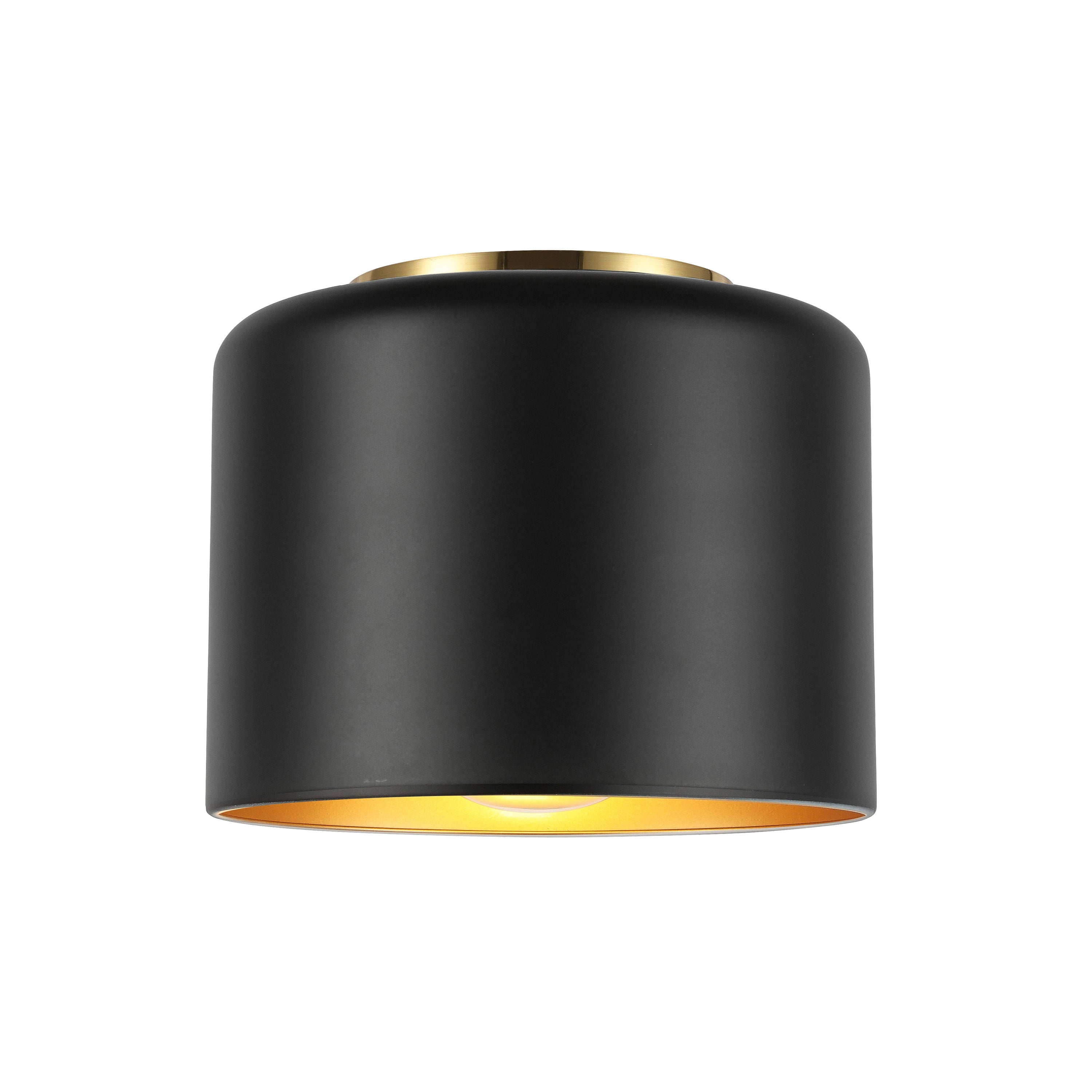 Dainolite Emilia - EMI-81FH-AGB-MB - 1 Light Flush Mount, Aged Brass w/ Matte Black &Gold Shade - Black