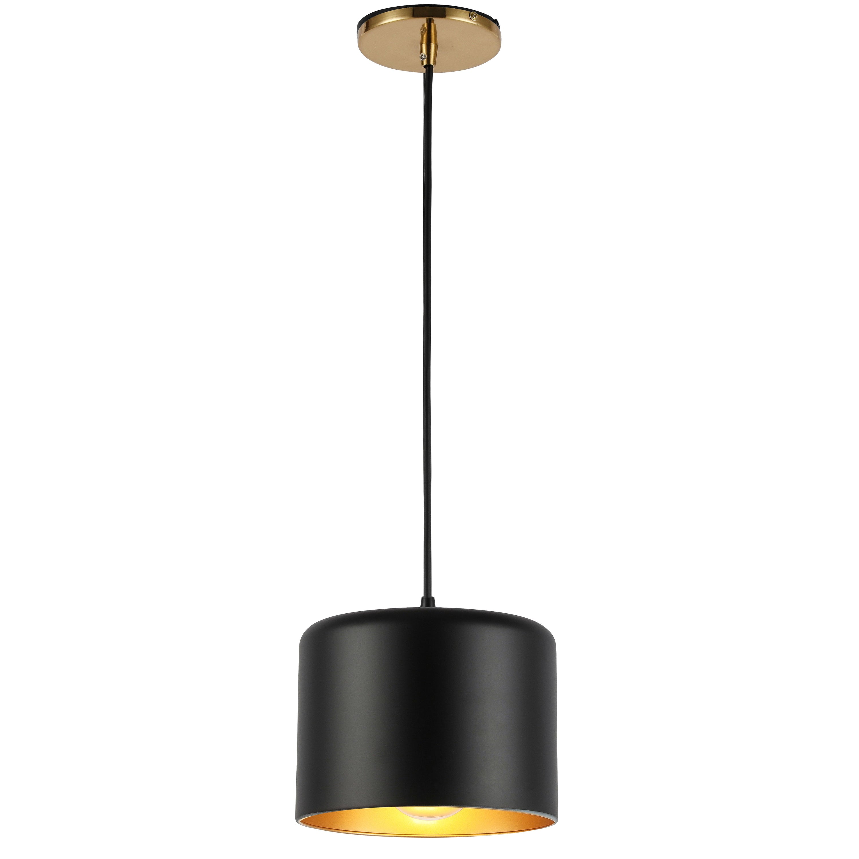 Dainolite Emilia - EMI-81P-AGB-MB - 1 Light Pendant, Aged Brass w/ Matte Black &Gold Shade - Black