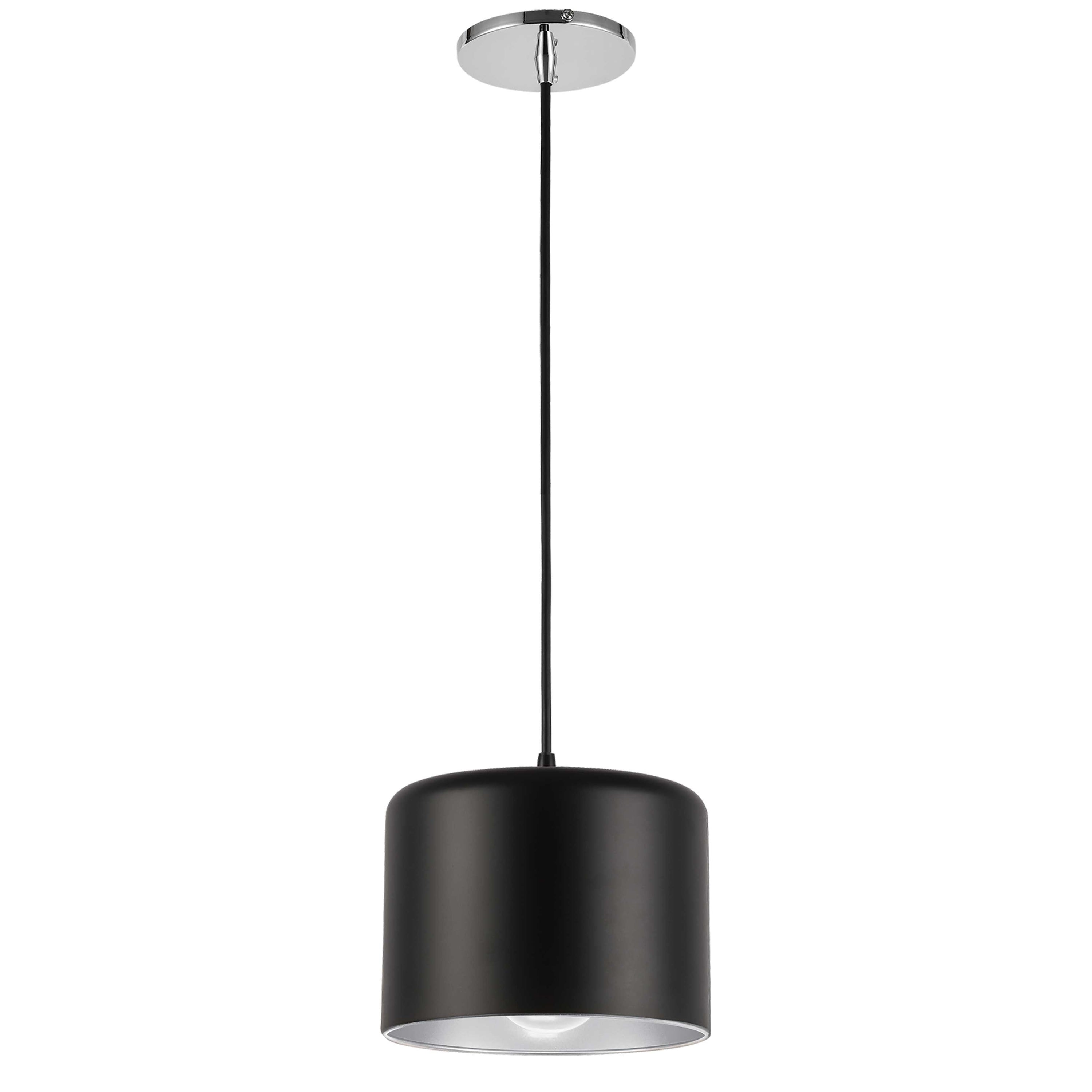 Dainolite Emilia - EMI-81P-PC-MB - 1 Light Pendant, Polished Chrome with Matte Black & Silver Shade - Black