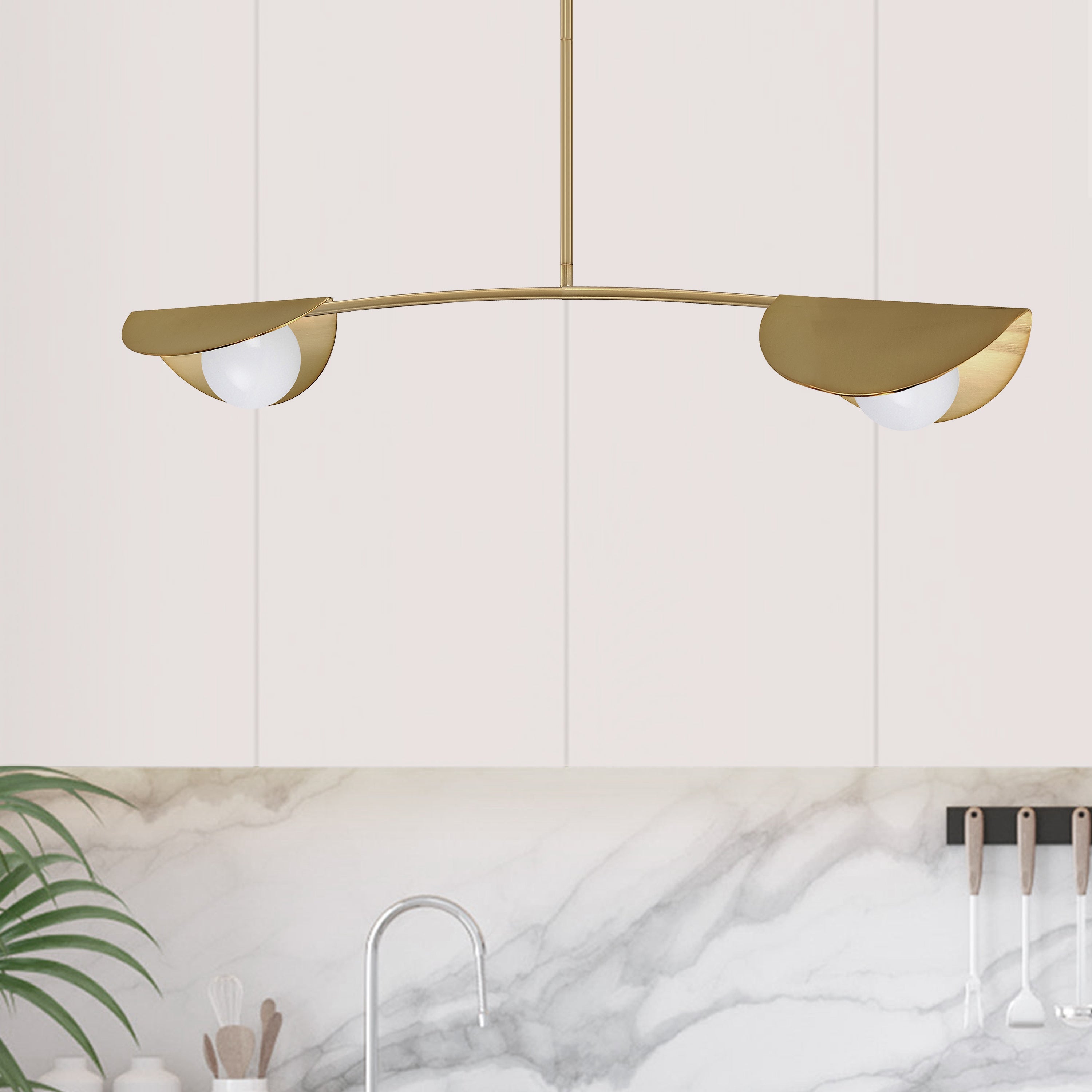 Dainolite Emma - EMM-342HP-AGB - 2 Light Horizontal Pendant Aged Brass with White Glass - Aged Brass