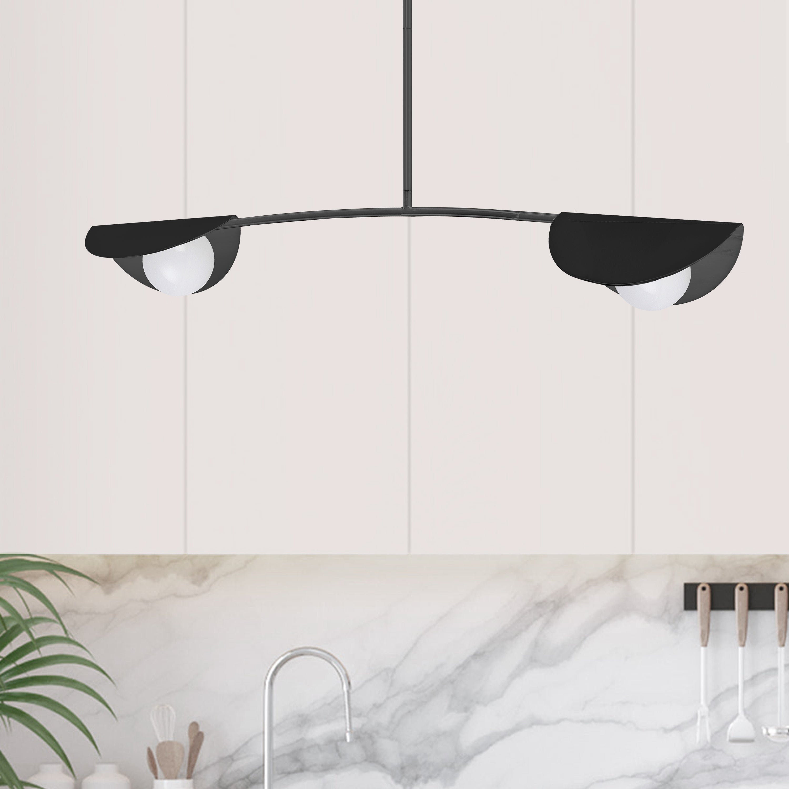 Dainolite Emma - EMM-342HP-MB - 2 Light Horizontal Pendant Matte Black with White Glass - Matte Black