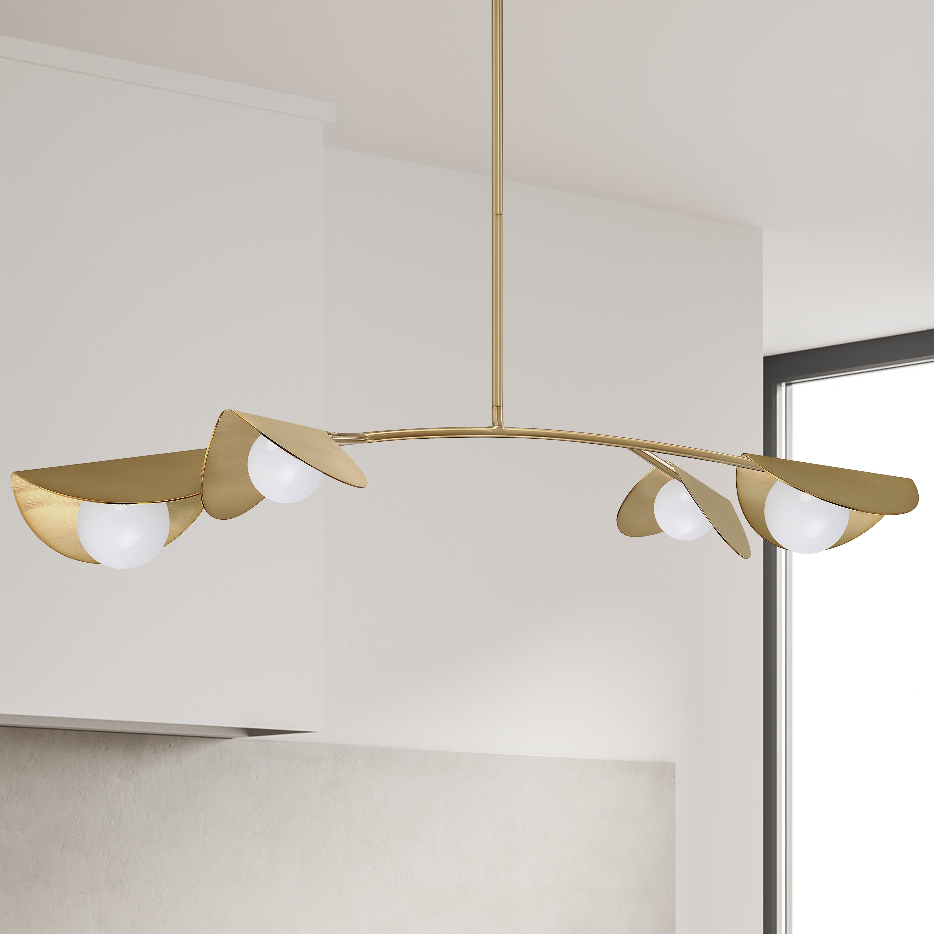 Dainolite Emma - EMM-414HP-AGB - 4 Light Horizontal Pendant Aged Brass with White Glass - Aged Brass