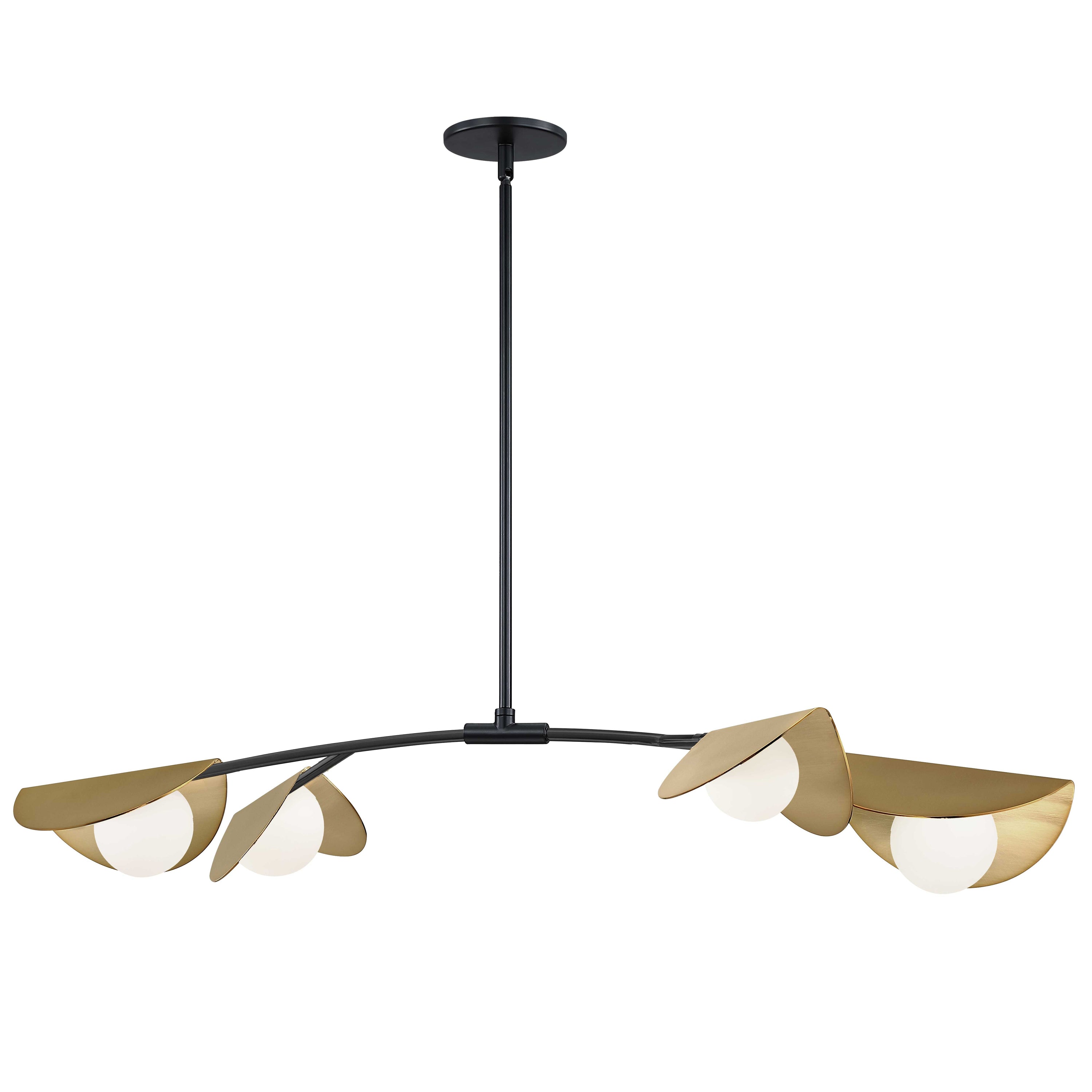 Dainolite Emma - EMM-414HP-MB-AGB - 4 Light Horizontal Pendant Matte Black / Aged Brass with White Glass - Matte Black