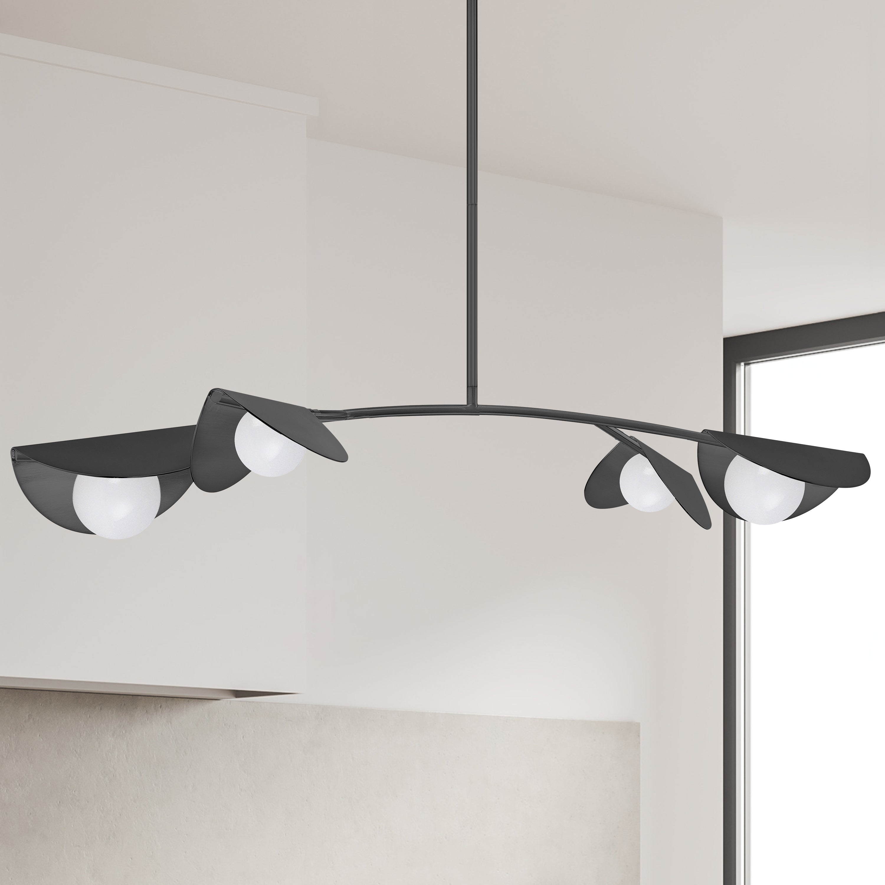 Dainolite Emma - EMM-414HP-MB - 4 Light Horizontal Pendant Matte Black with White Glass - Matte Black