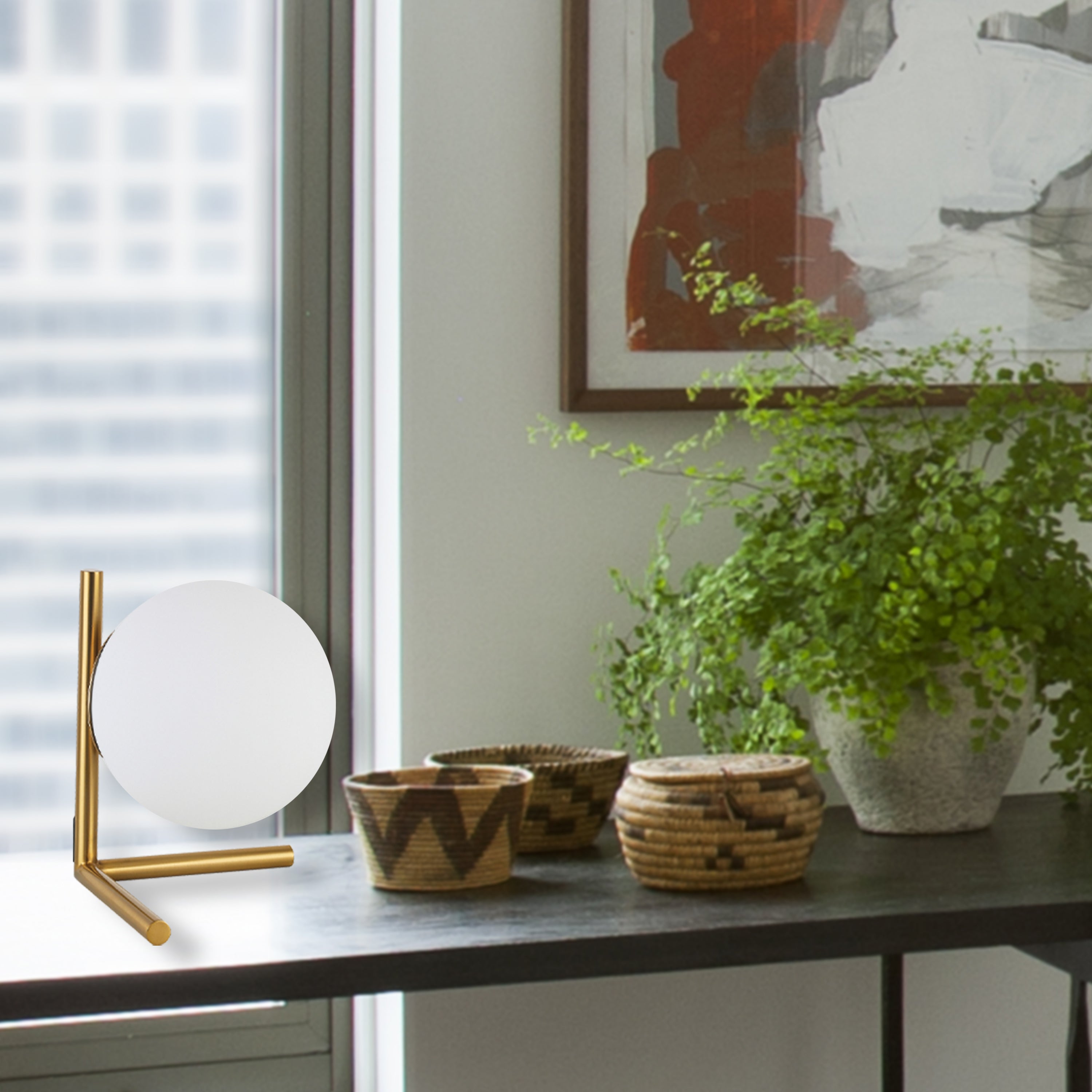 Dainolite Folgar - FOL-101T-AGB - 1 Light Table Lamp, Aged Brass w/ Opal Glass - Aged Brass