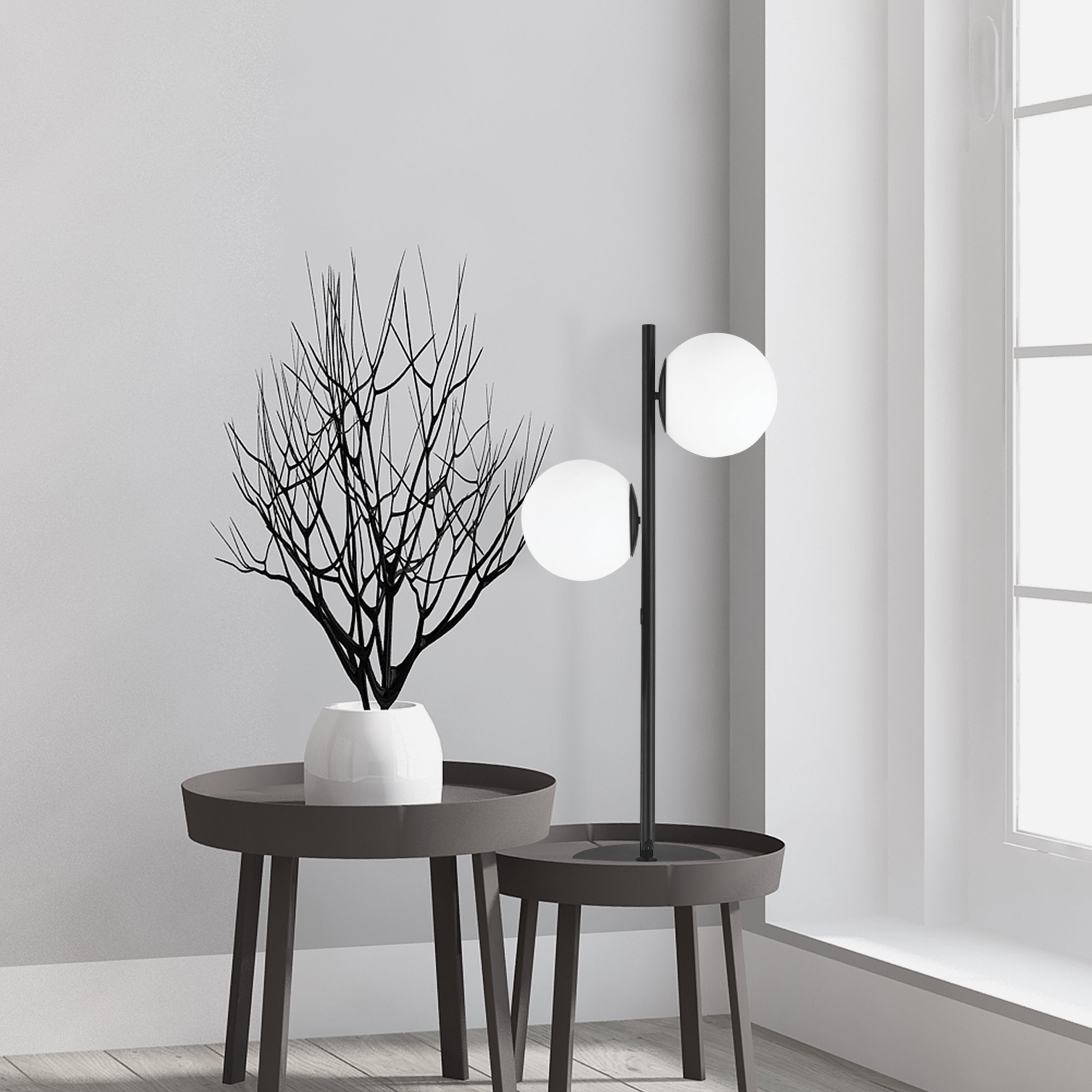 Dainolite Folgar - FOL-222T-MB - 2 Light Table Lamp, Matte Black w/ White Glass - Matte Black