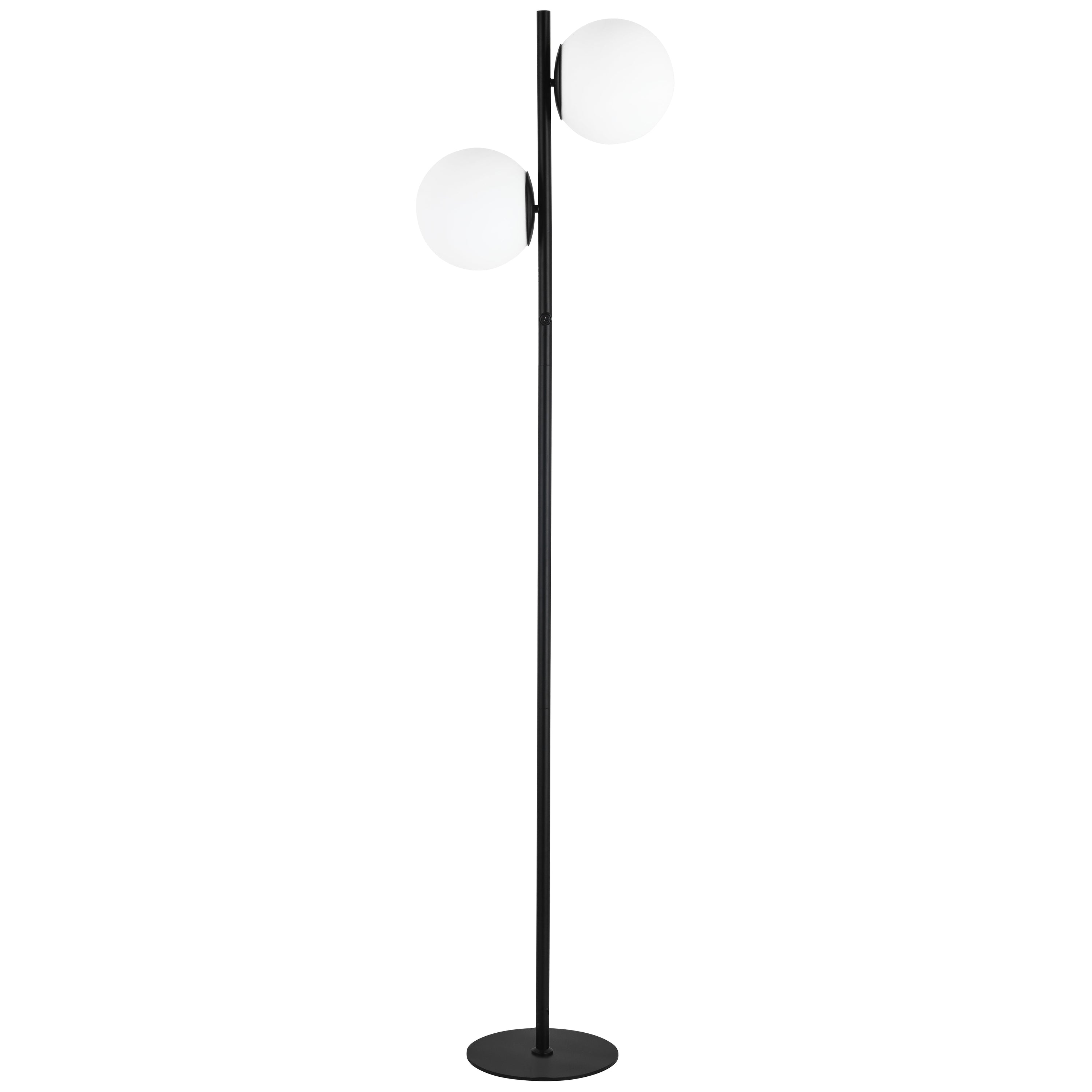 Dainolite Folgar - FOL-662F-MB - 2 Light Floor Lamp, Matte Black with White Opal Glass - Black