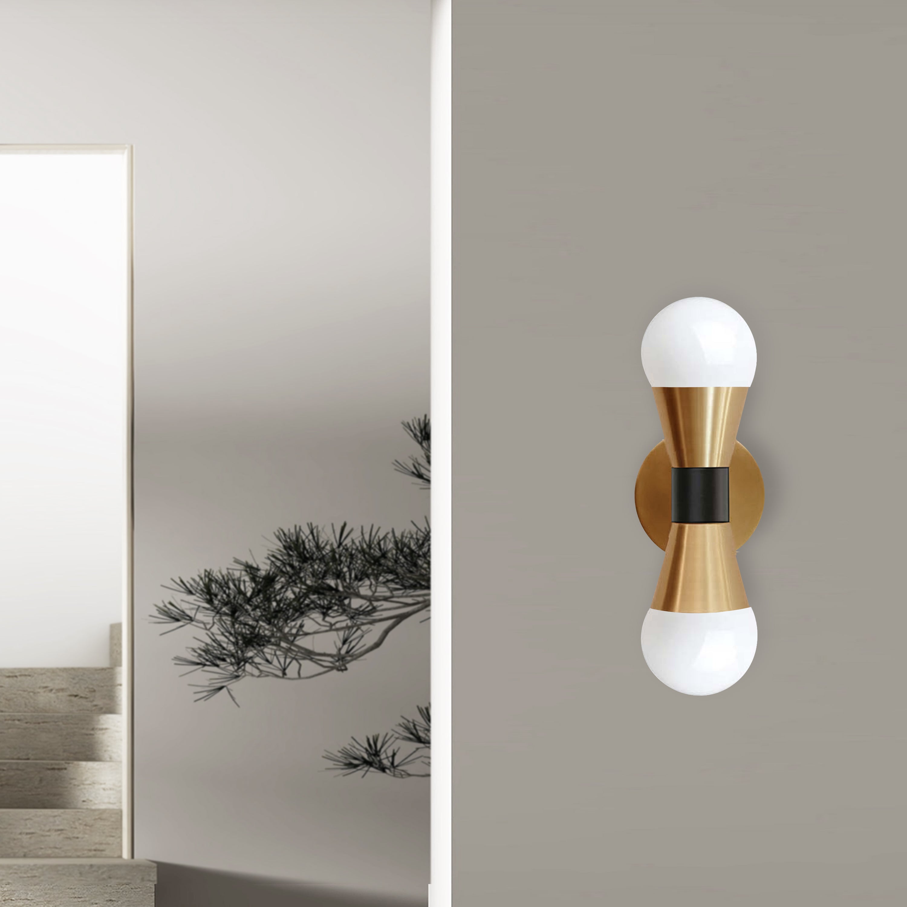 Dainolite Fortuna - FOR-72W-AGB-MB - 2 Light Wall Sconce, Aged Brass & Matte Black - Aged Brass