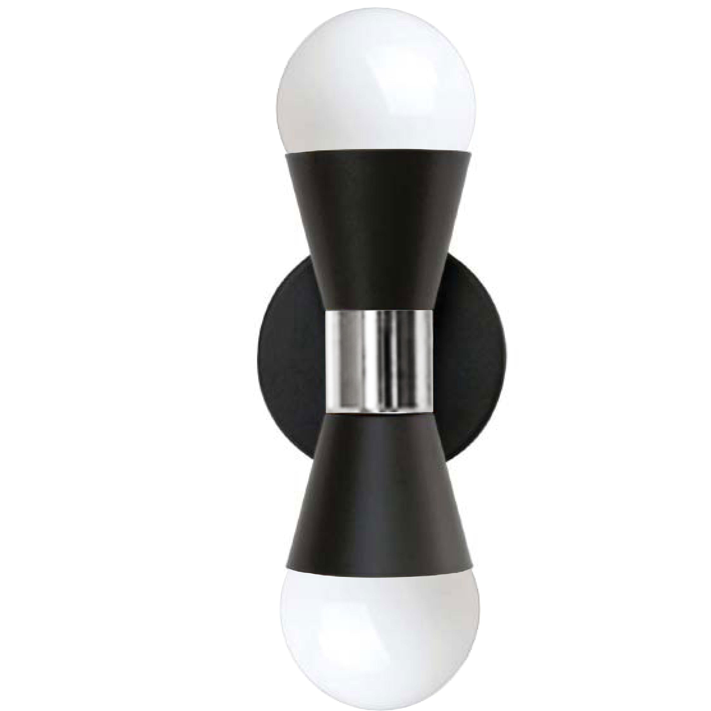 Dainolite Fortuna - FOR-72W-MB-PC - 2 Light Wall Sconce, Matte Black & Polished Chrome - Black