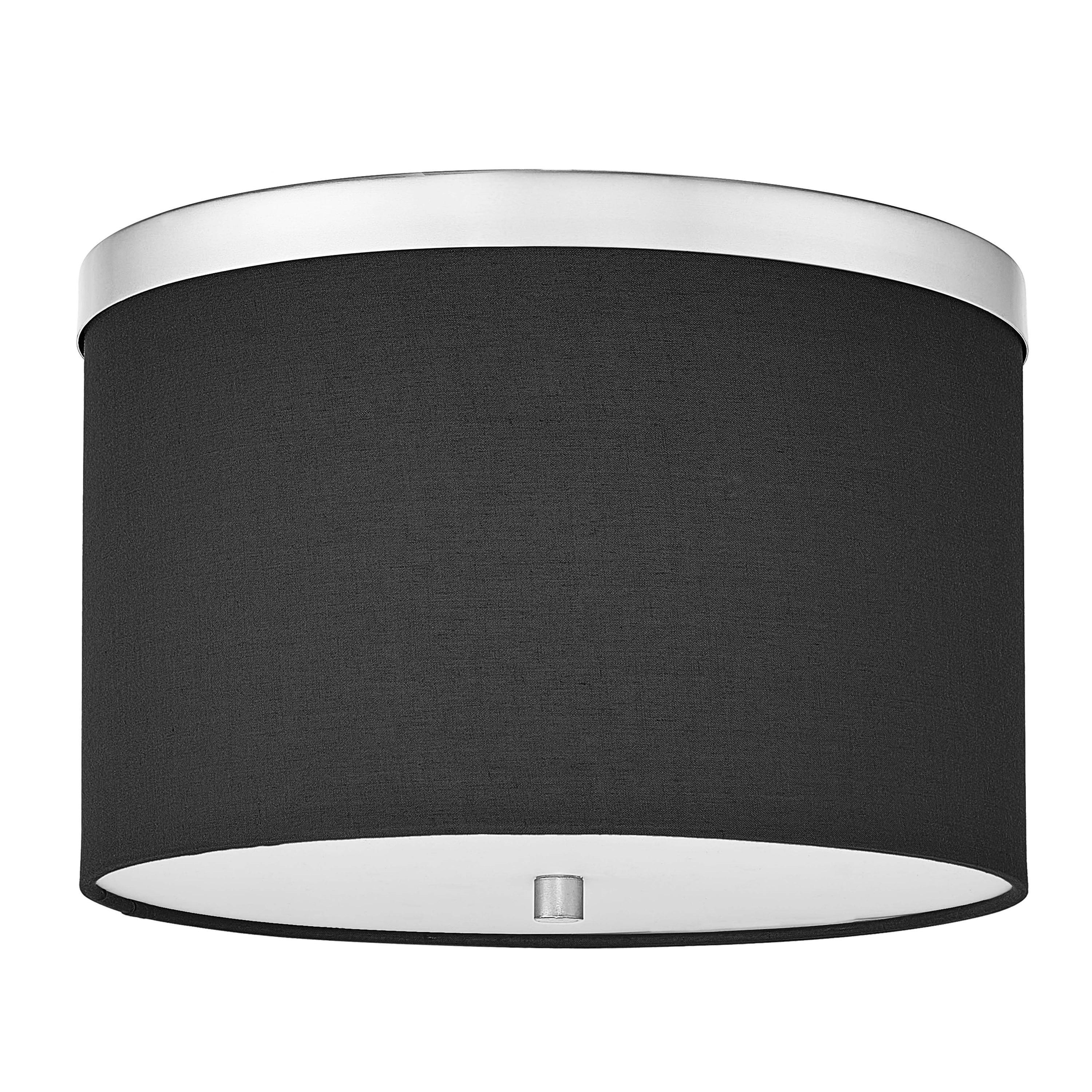 Dainolite FRD-122FH-PC-BK 2 Light Incandescent Flush Mount Polished Chrome with Black Shade