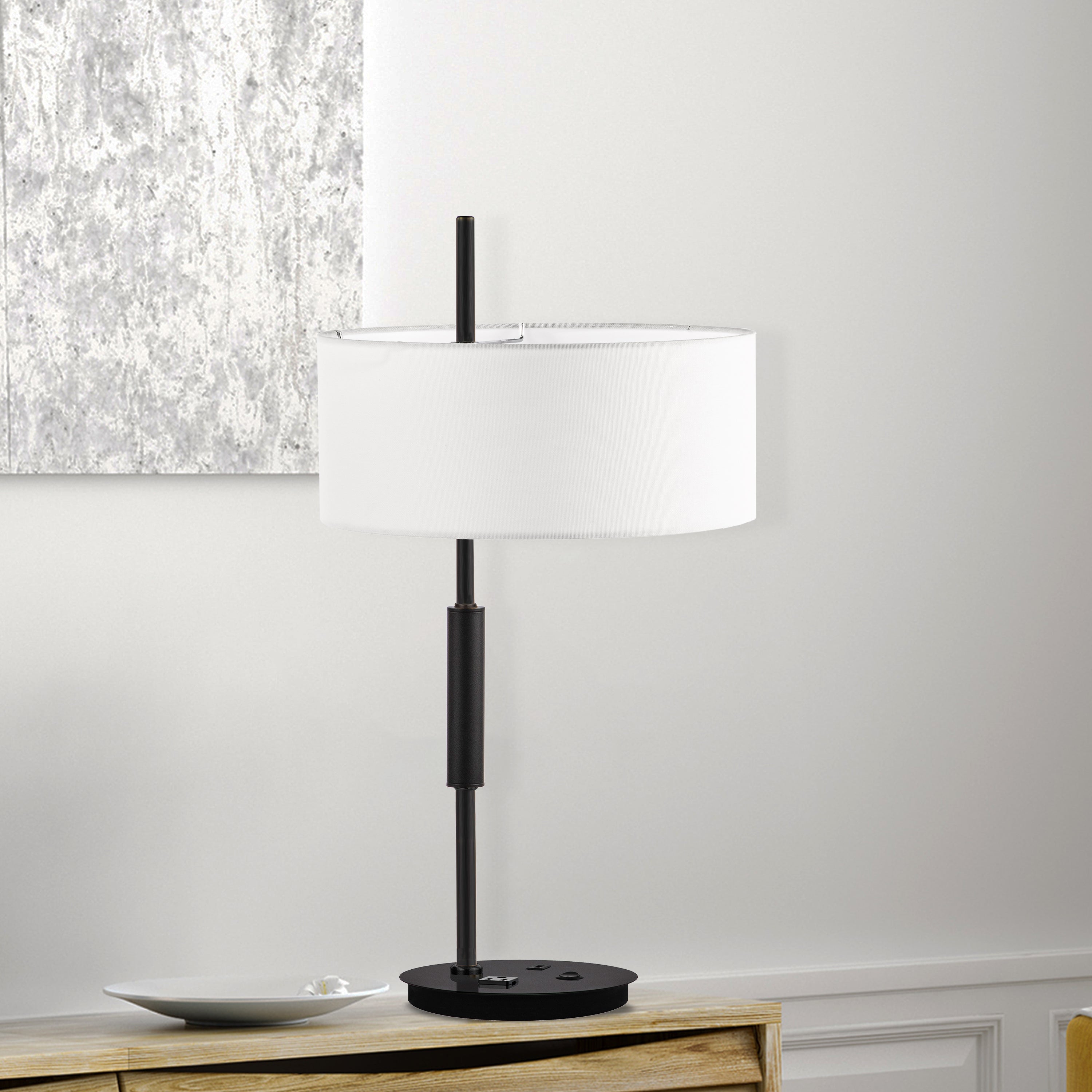 Dainolite Fitzgerald - FTG-261T-MB-WH - 1 Light Table Lamp, Matte Black w/ White Shade - Matte Black