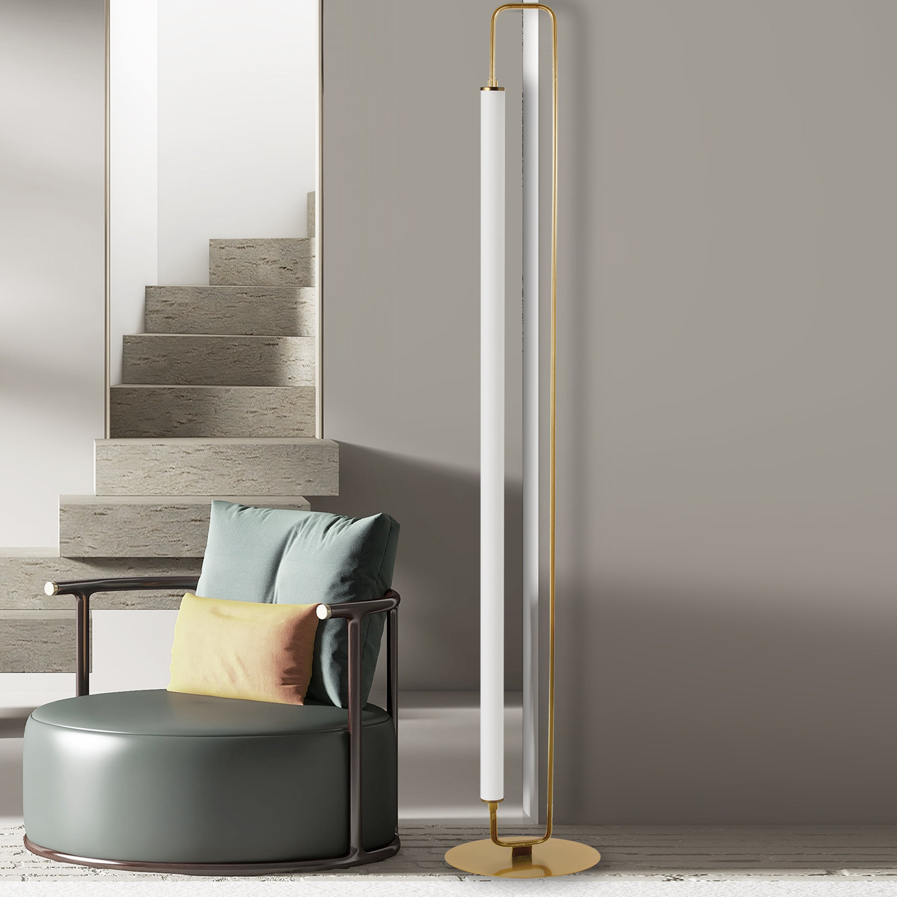 Dainolite Freya - FYA-5932LEDF-AGB - 1 Light LED Freya Floor Lamp Aged Brass w/ White Acrylic - Aged Brass