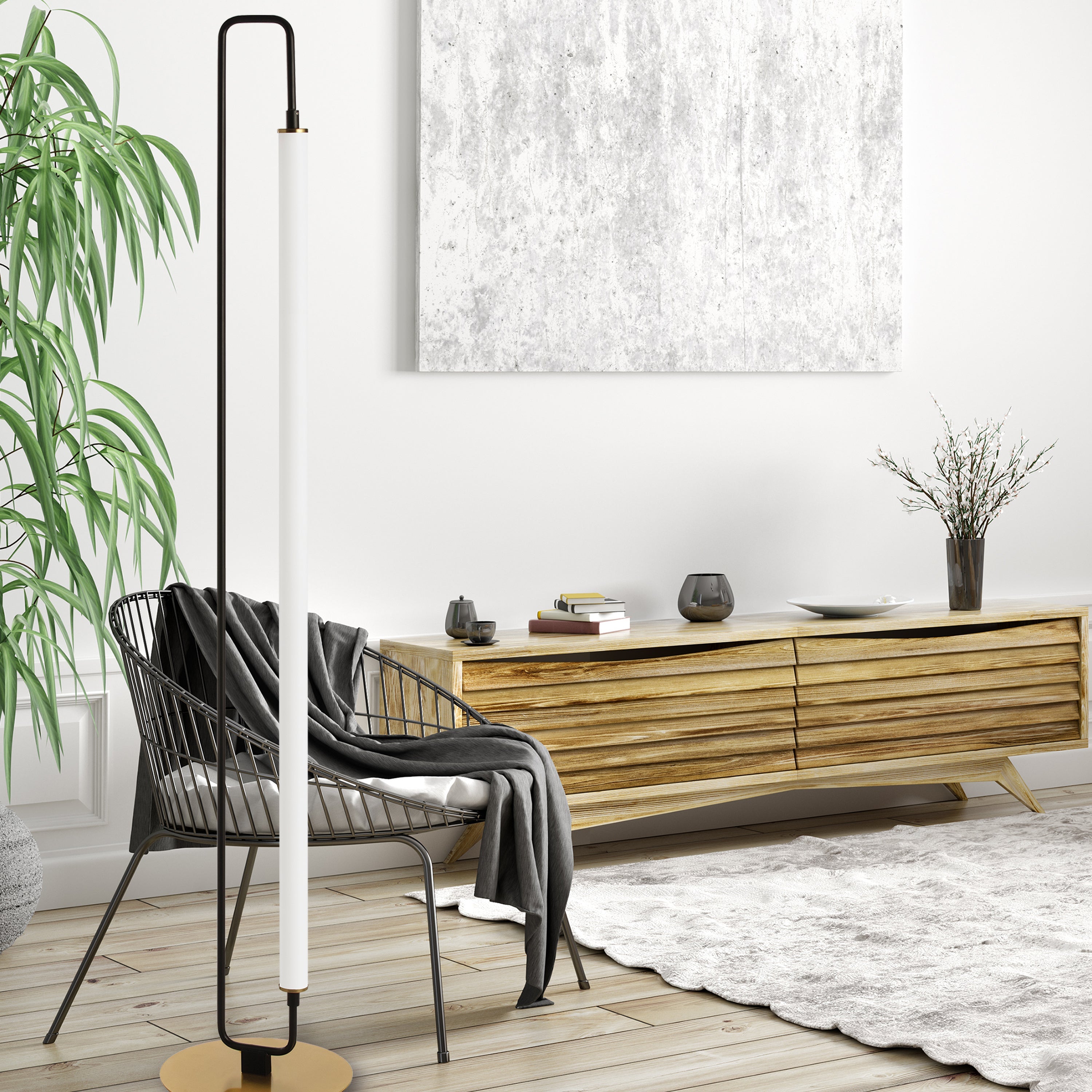 Dainolite Freya - FYA-5932LEDF-MB-AGB - 1 Light LED Freya Floor Lamp Matte Black w/ White Acrylic - Matte Black