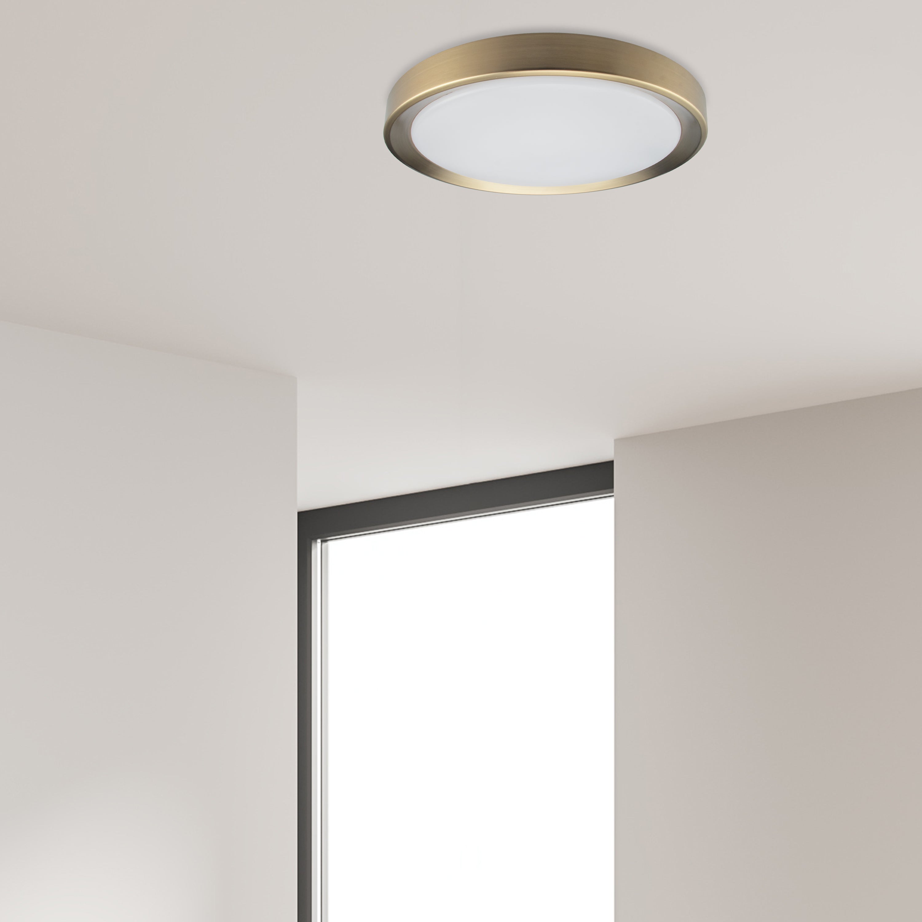 Dainolite Flynn - FYN-1224LEDFH-AGB - 24W Flushmount Aged Brass with White Diffuser - Aged Brass