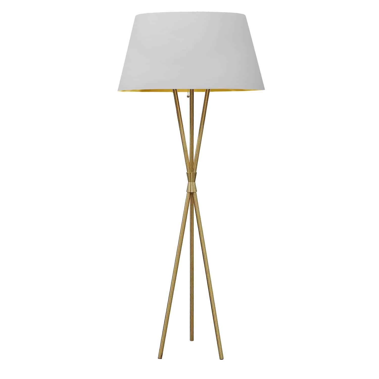 Dainolite Gabriela - GAB-601F-AGB-692 - 1 Light 3 Legged Aged Brass Floor Lamp, with White/Gold Shade - Aged Brass