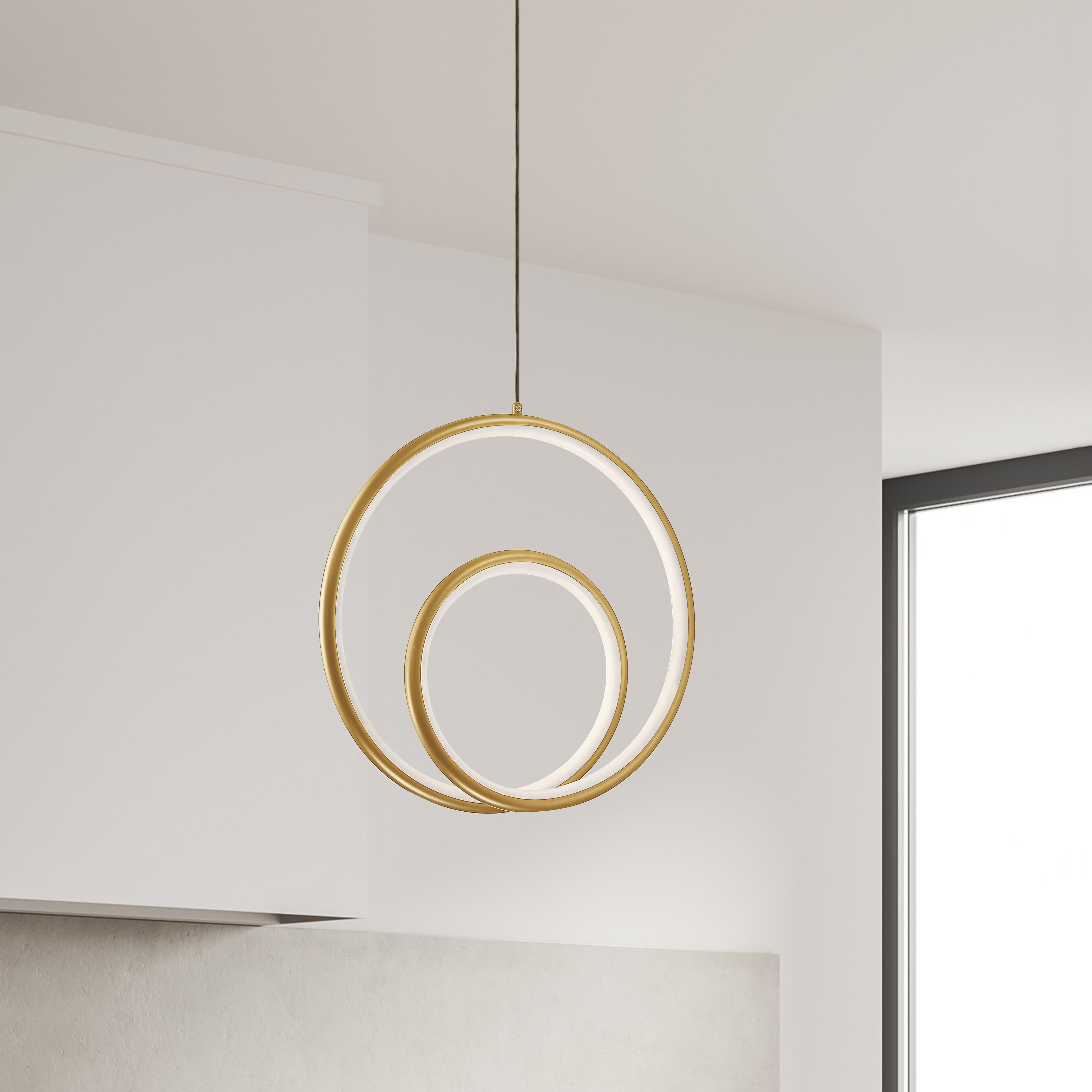 Dainolite Gabriel - GBL-1222LEDP-AGB - 22W Pendant, Aged Brass w/ White Silicone Diffuser - Aged Brass