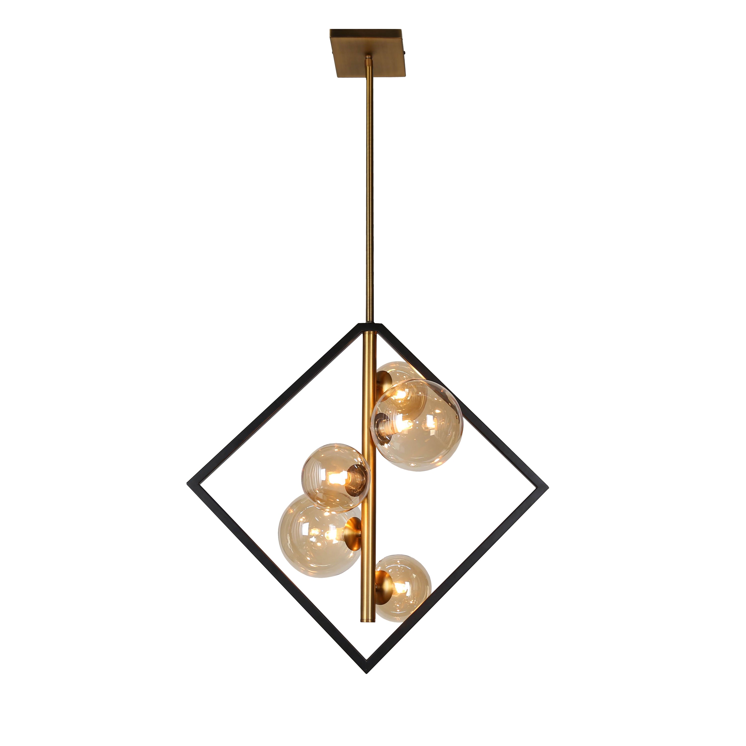 Dainolite Glasgow - GLA-215P-MB-VB - 5 Light Pendant, Matte Black / Vintage Bronze Finish, Champagne Glass - Vintage Bronze