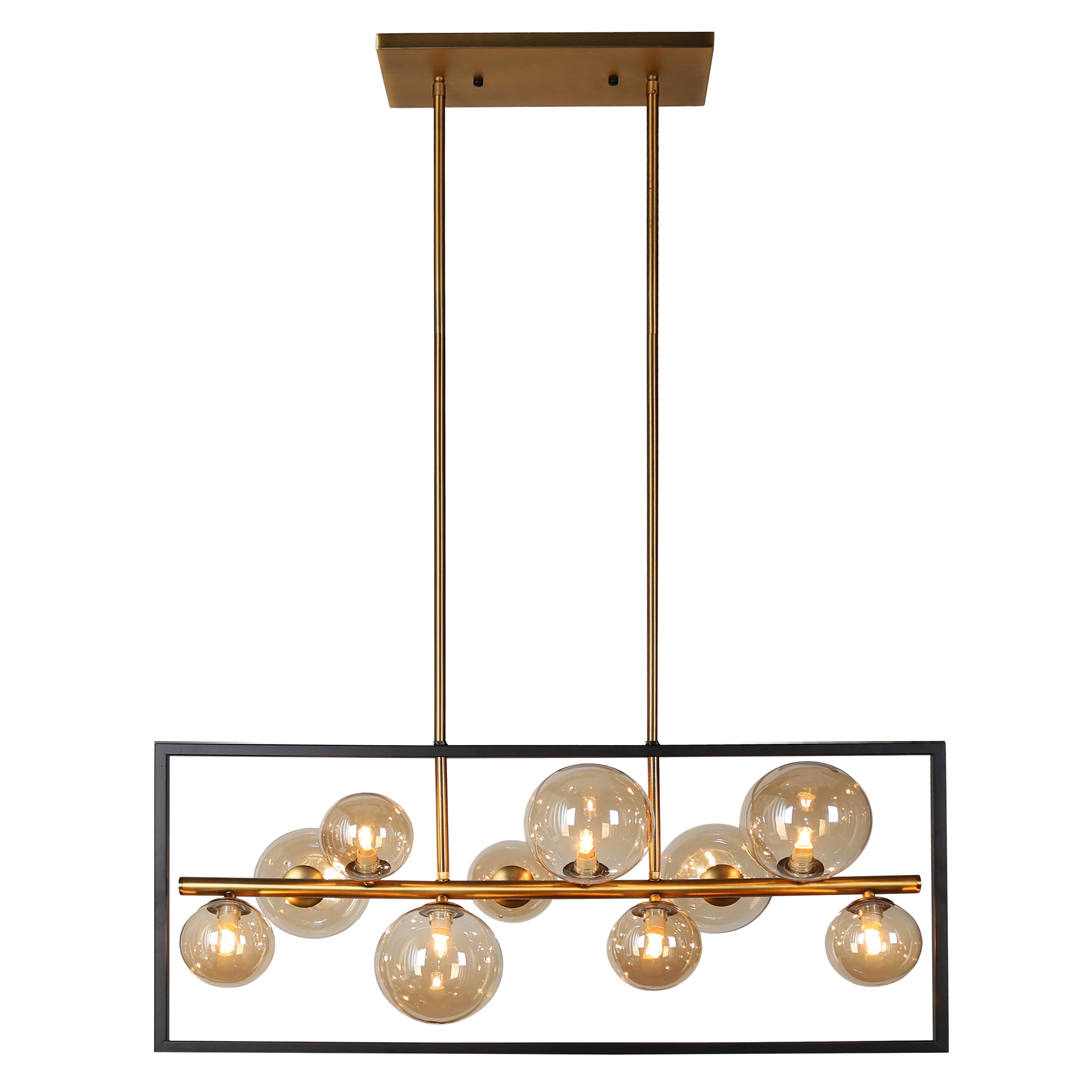 Dainolite Glasgow - GLA-3310HP-MB-VB - 10 Light Horizontal Pendant, Matte Black / Vintage Bronze Finish, Champagne Glass - Vintage Bronze