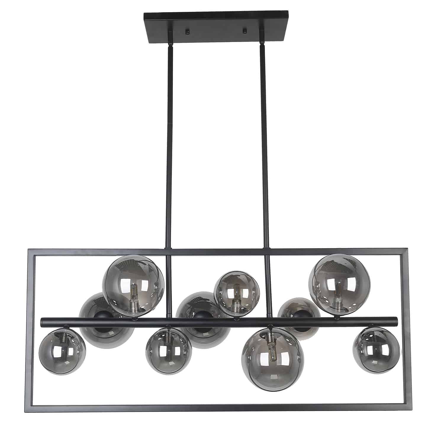 Dainolite Glasgow - GLA-3310HP-MB - 10 Light Horizontal Pendant Matte Black Finish with Smoked Glass - Black