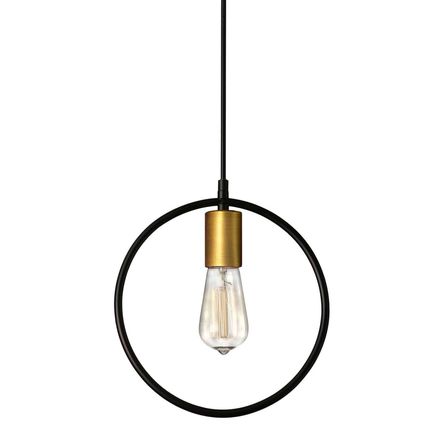 Dainolite Geometric - GMT-111P-MB-VB - 1 Light Pendant, Matte Black & Vintage Bronze Finish - Black