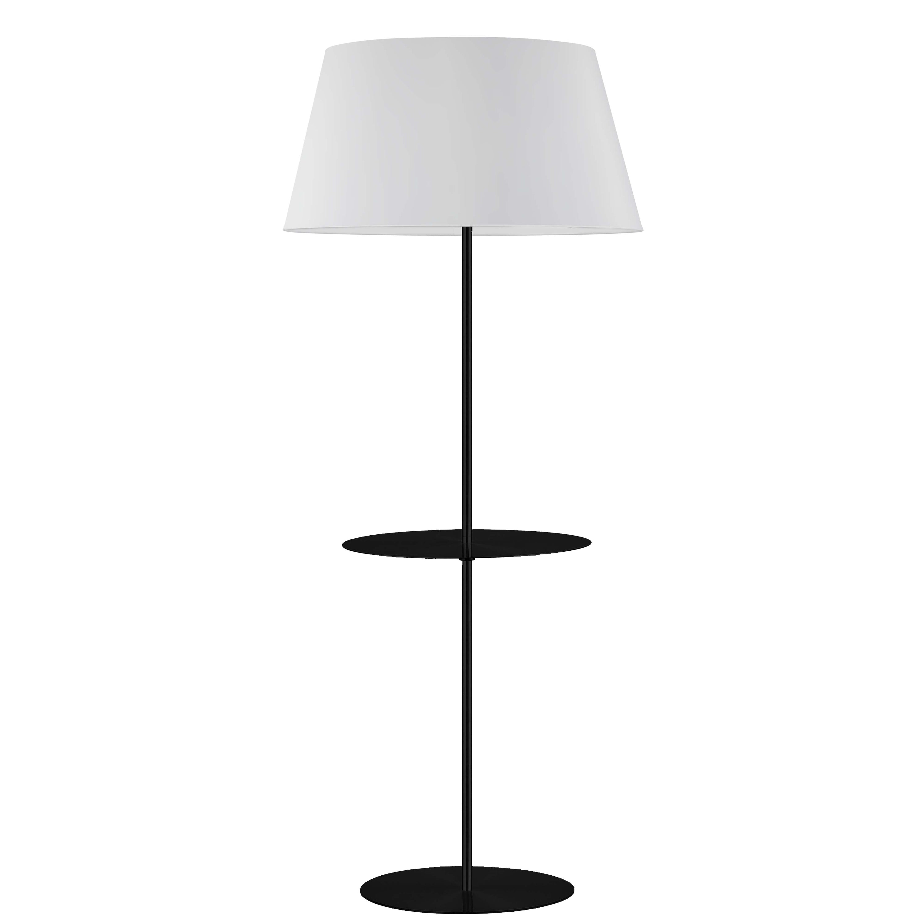 Dainolite GTC-R641F-MB-WH 1 Light Incandescent Round Base Floor with Shelf Matte Black with White Shade