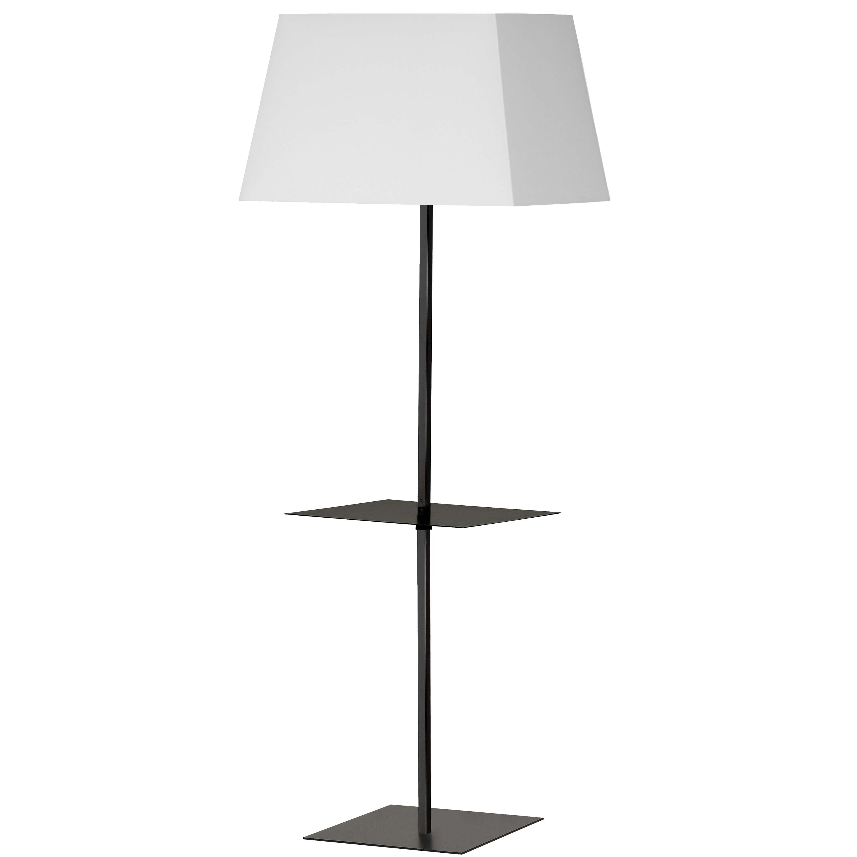 Dainolite GTC-S641F-MB-WH 1 Light Incandescent Square Base Floor with Shelf Matte Black with White Shade