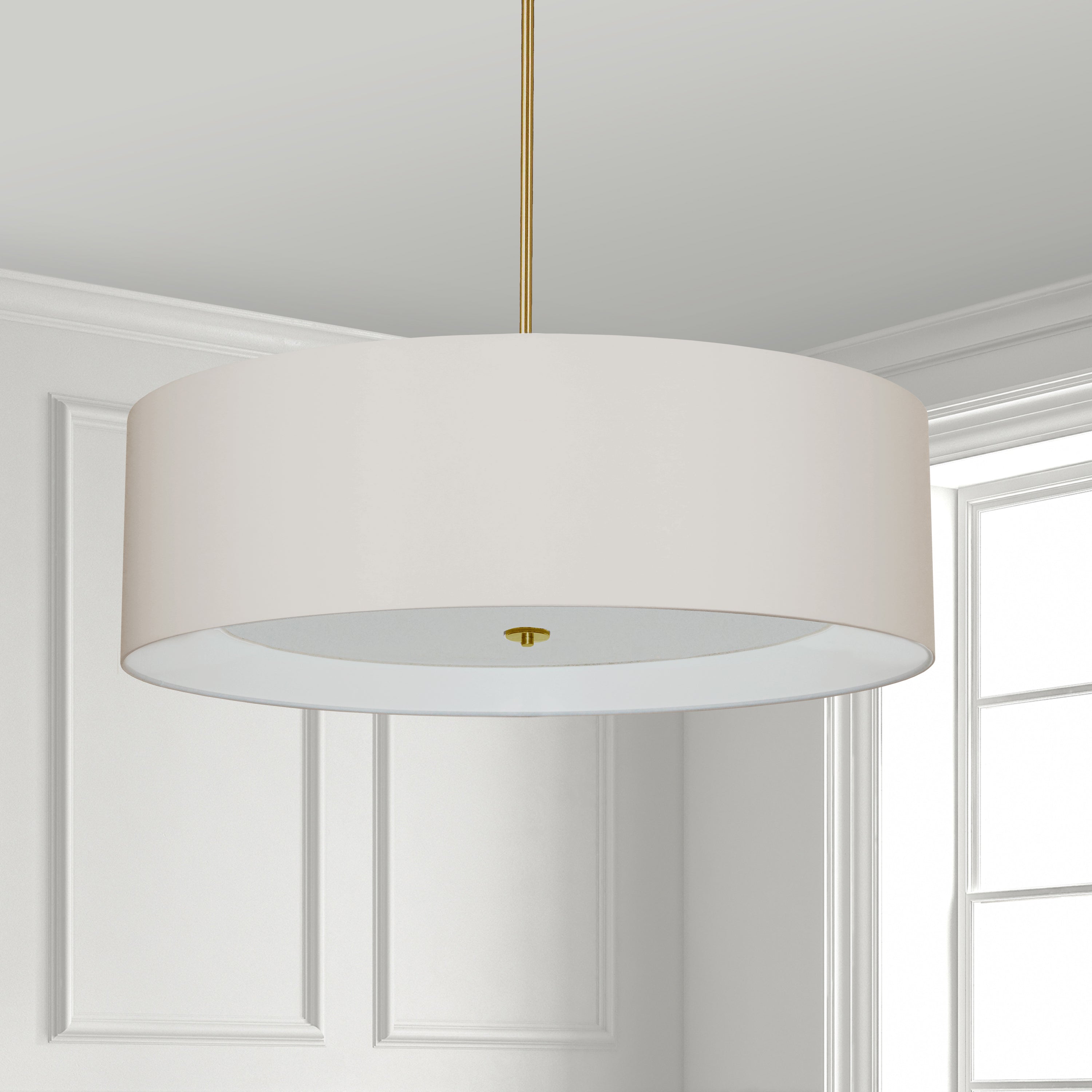 Dainolite Helena - HEL-304P-AGB-CRM - 4 Light Pendant, Aged Brass with Cream Shade - Cream