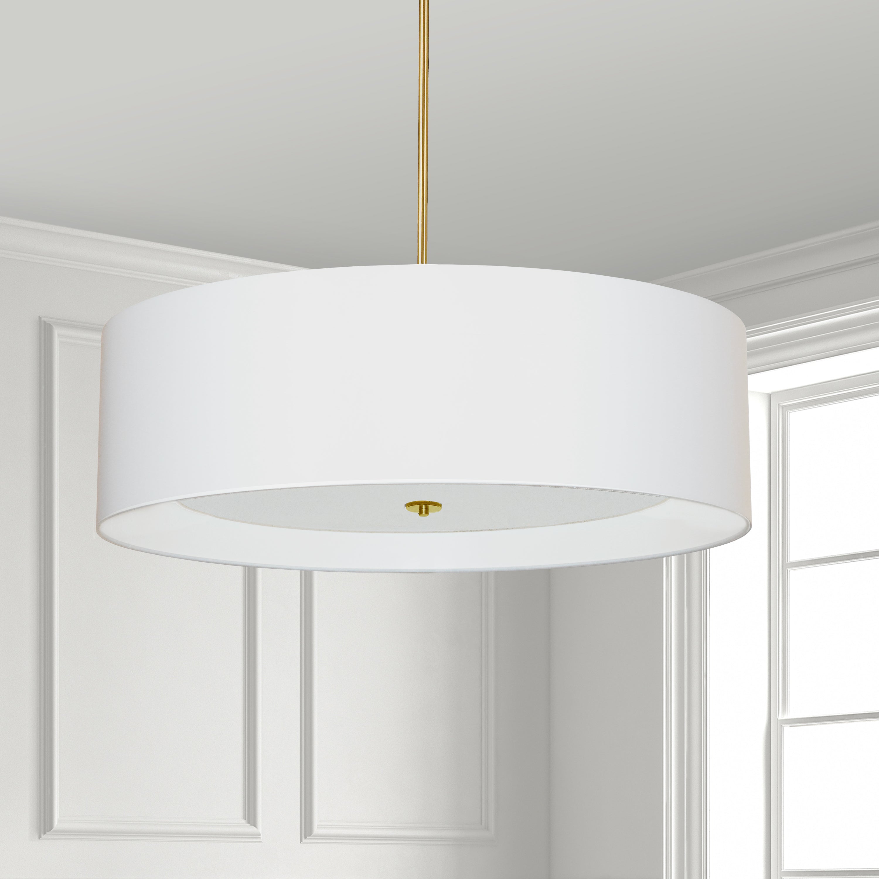 Dainolite Helena - HEL-304P-AGB-WH - 4 Light Pendant Aged Brass White Shade with White Diffuser - Aged Brass