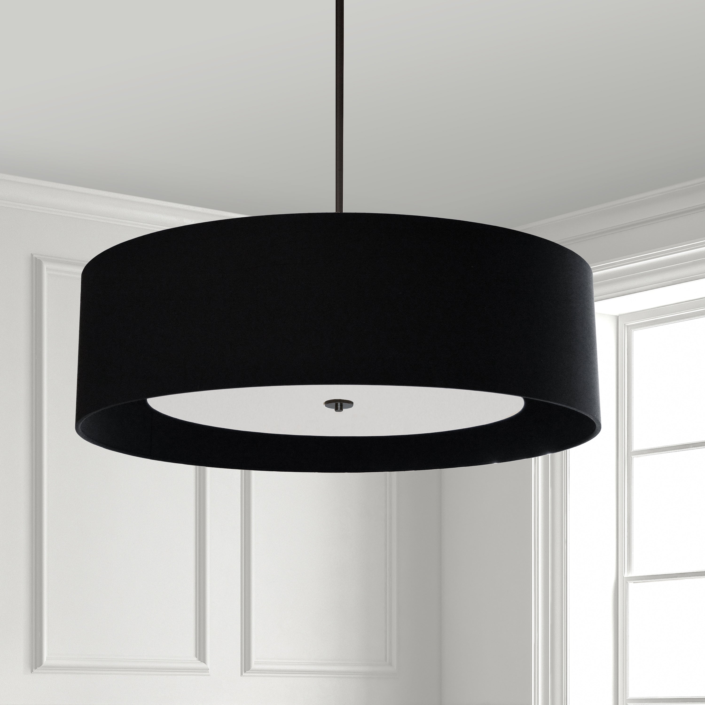 Dainolite Helena - HEL-304P-MB-BW - 4 Light Pendant Matte Black Black Shade with White Diffuser - Matte Black