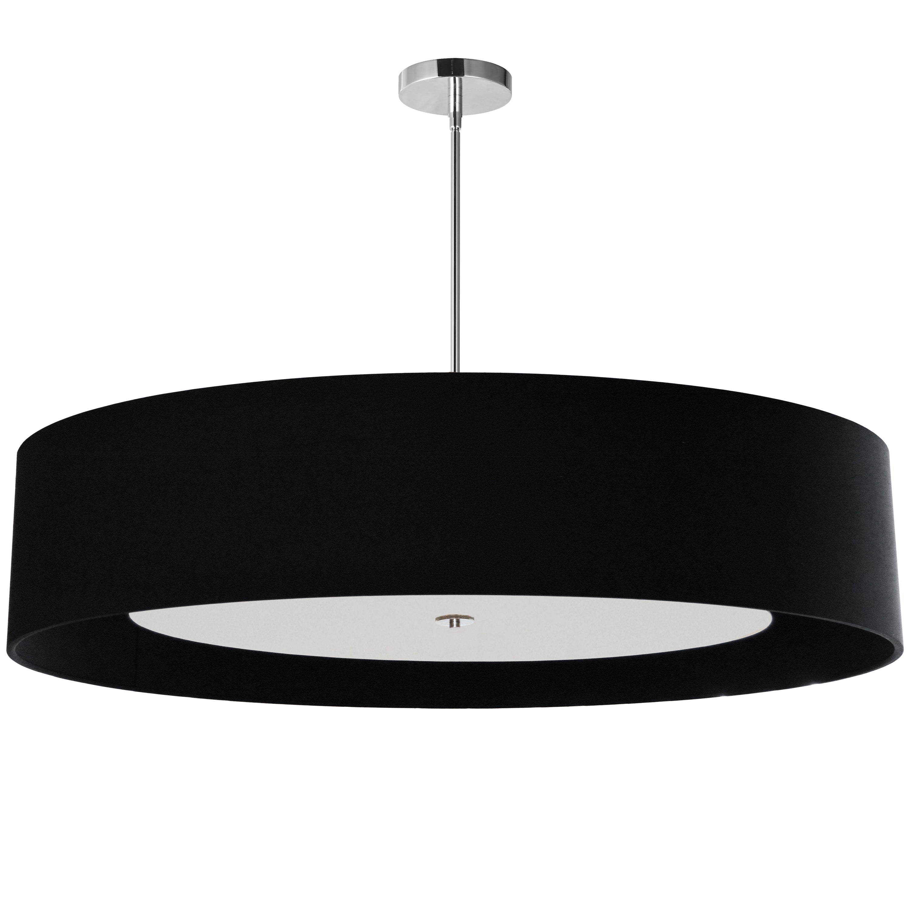 Dainolite Helena - HEL-406P-PC-BW - 6 Light Polished Chrome Helena Pendant w/ Black Shade and White Fabric Diffuser - Black