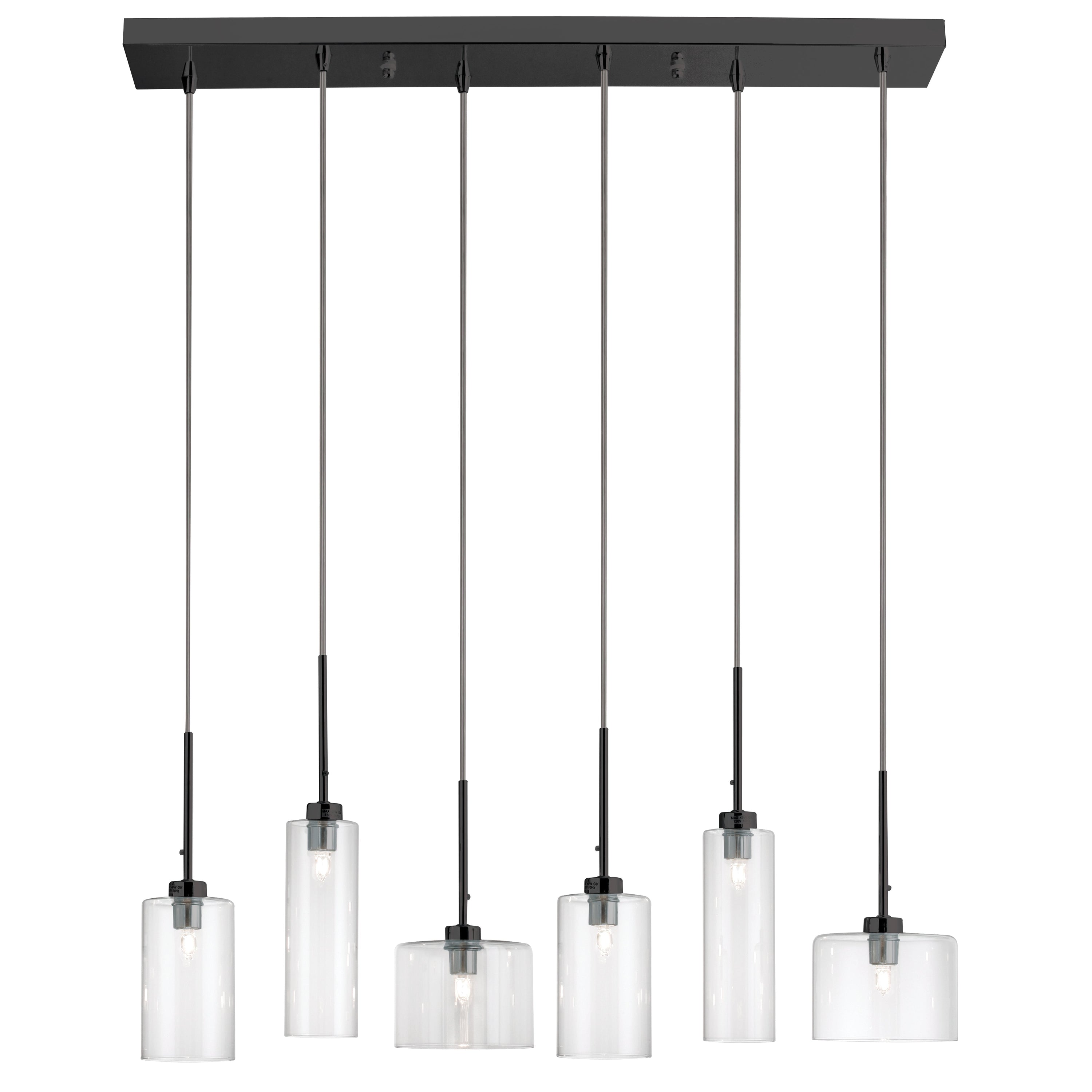 Dainolite Industrial Chic - IC-286P-MB - 6 Light Horizontal Pendant, Matte Black with Clear Glass - Black